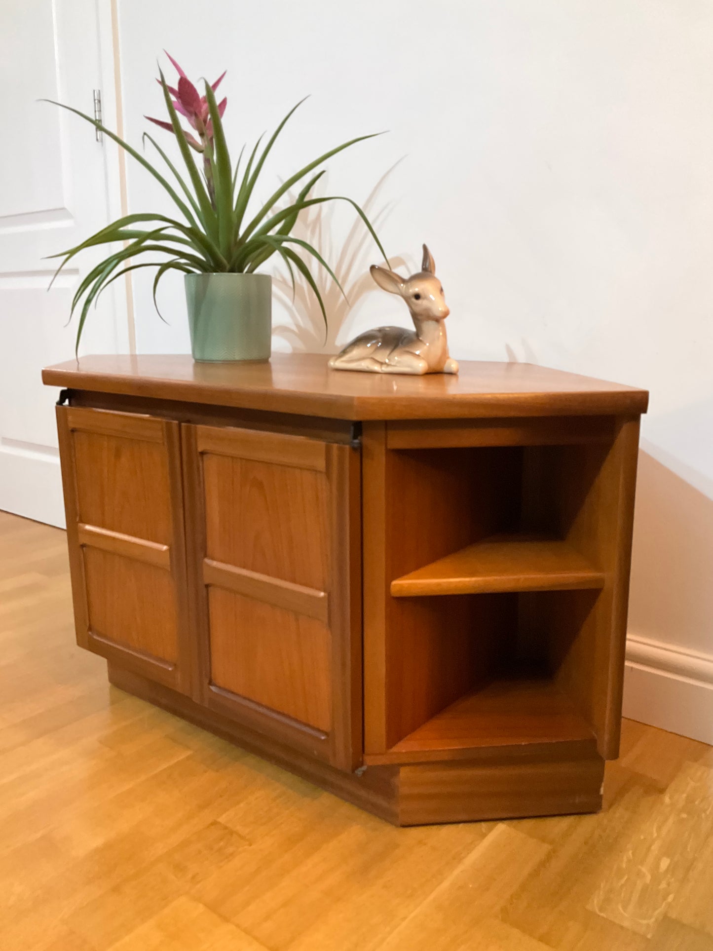 Nathan Corner TV Unit Stand - Mid-Century Vintage Teak Retro Cabinet