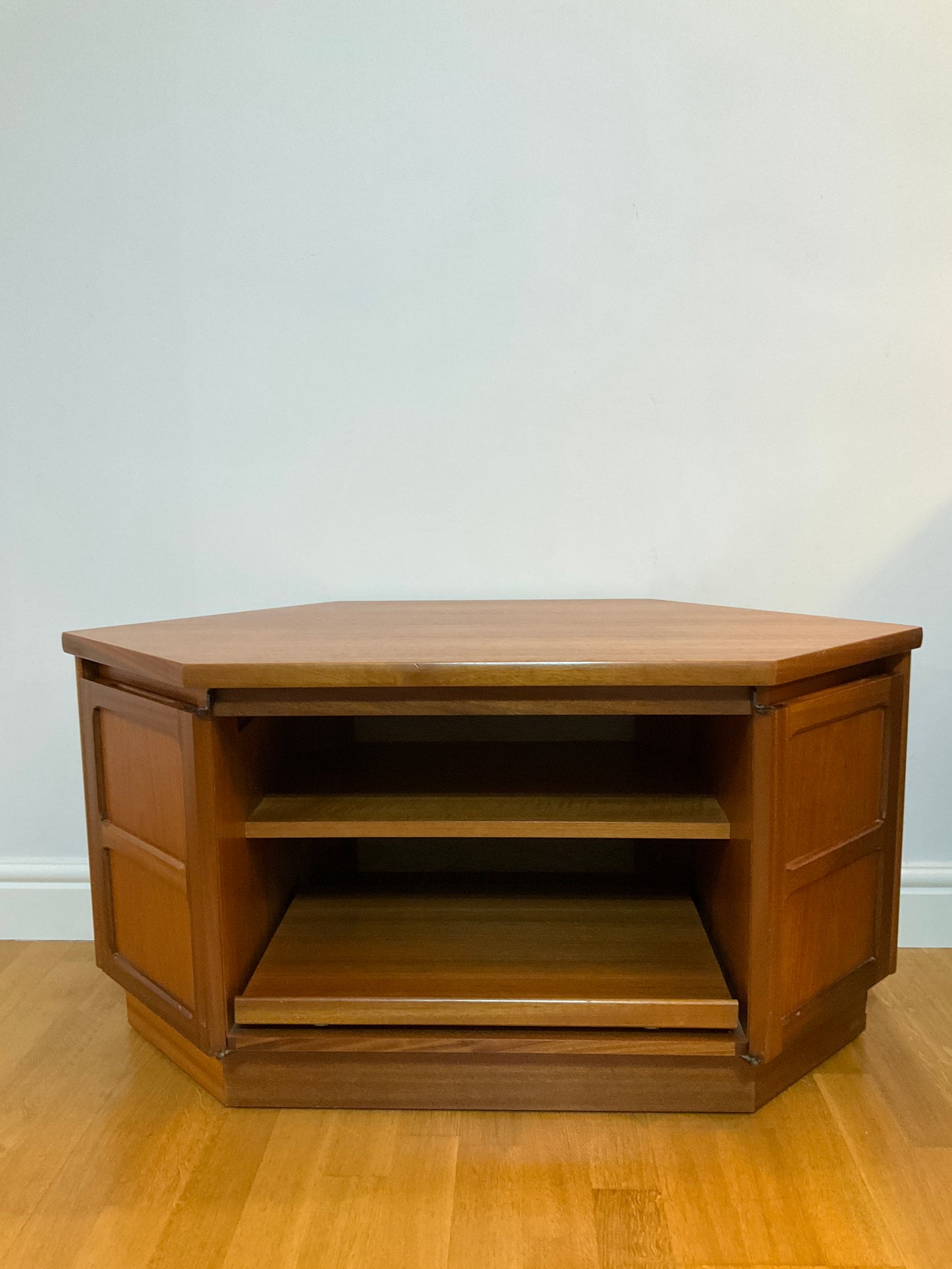 Nathan Corner TV Unit Stand - Mid-Century Vintage Teak Retro Cabinet