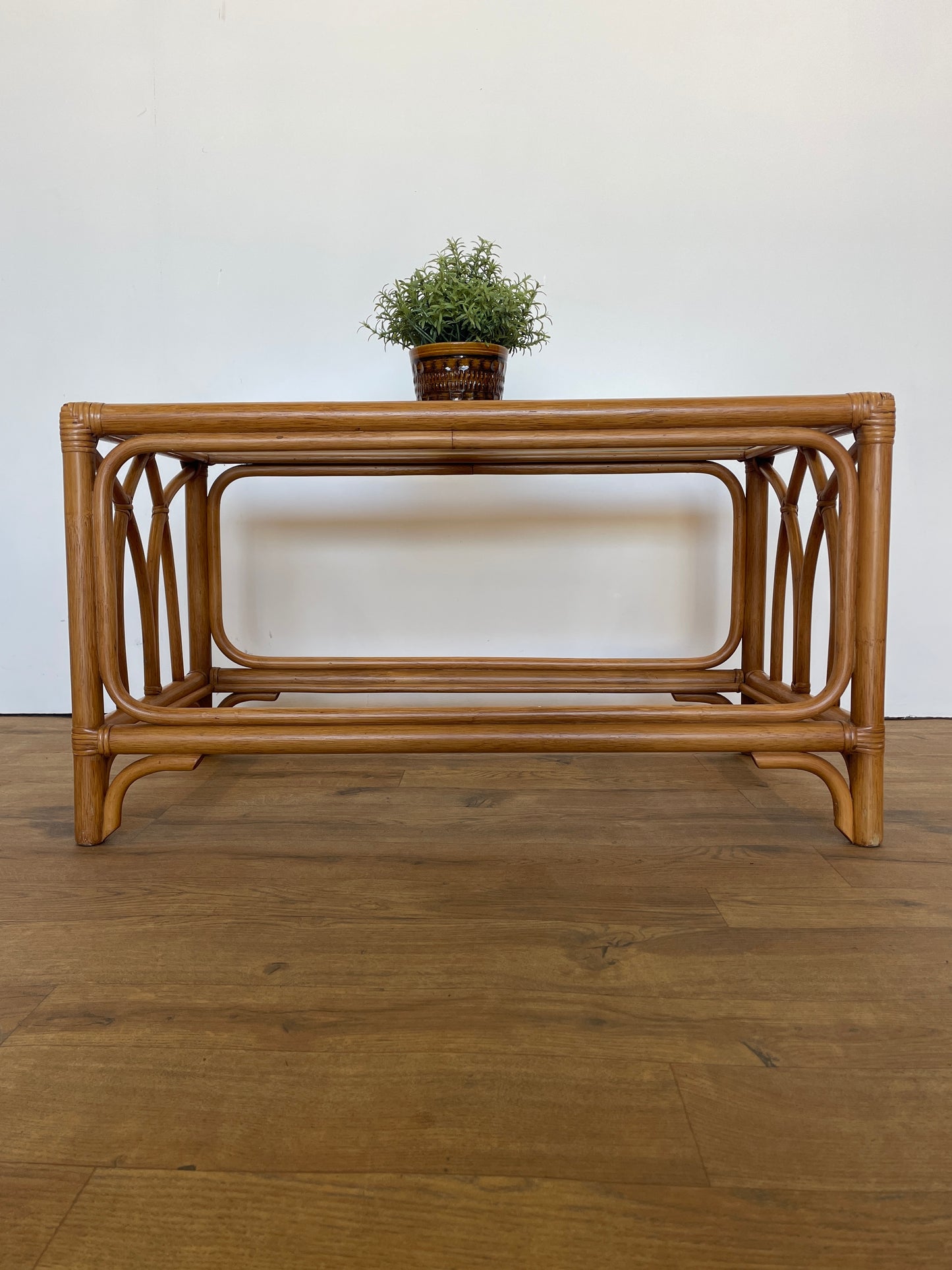 Bamboo Coffee Table w/ Glass Top - Mid-Century / Vintage / Retro