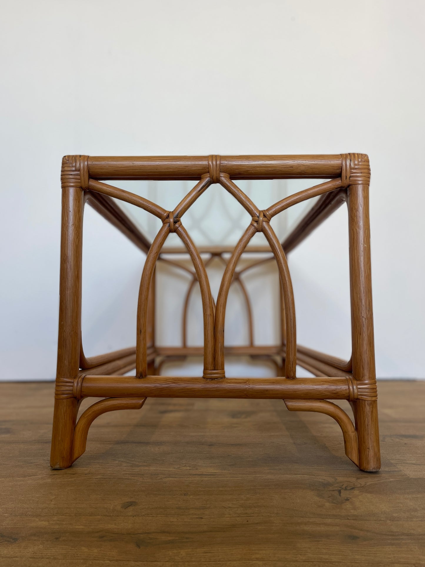 Bamboo Coffee Table w/ Glass Top - Mid-Century / Vintage / Retro