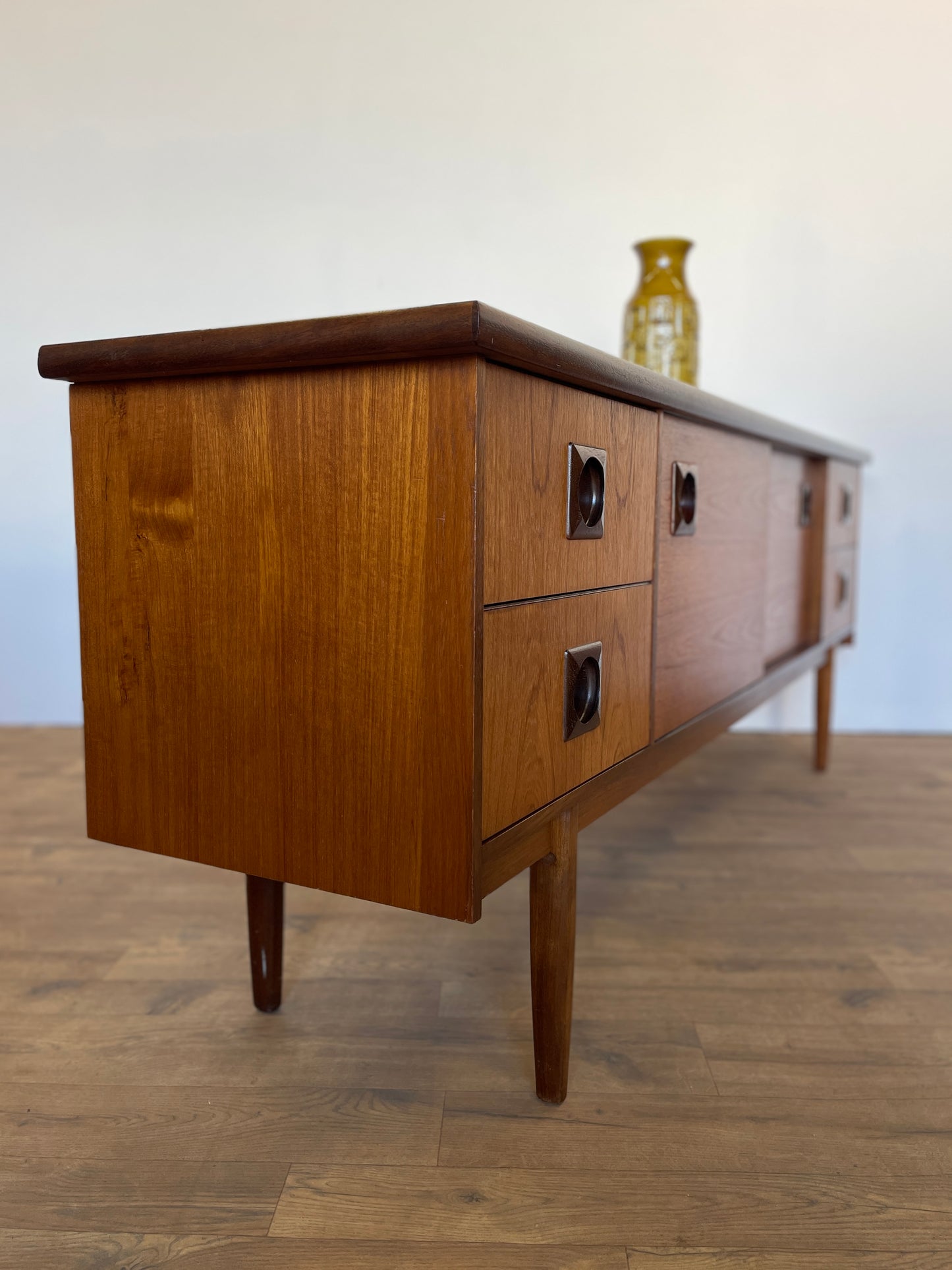 Large Teak Sideboard Mid-Century by Bath Cabinet Makers Vintage Storage Home
