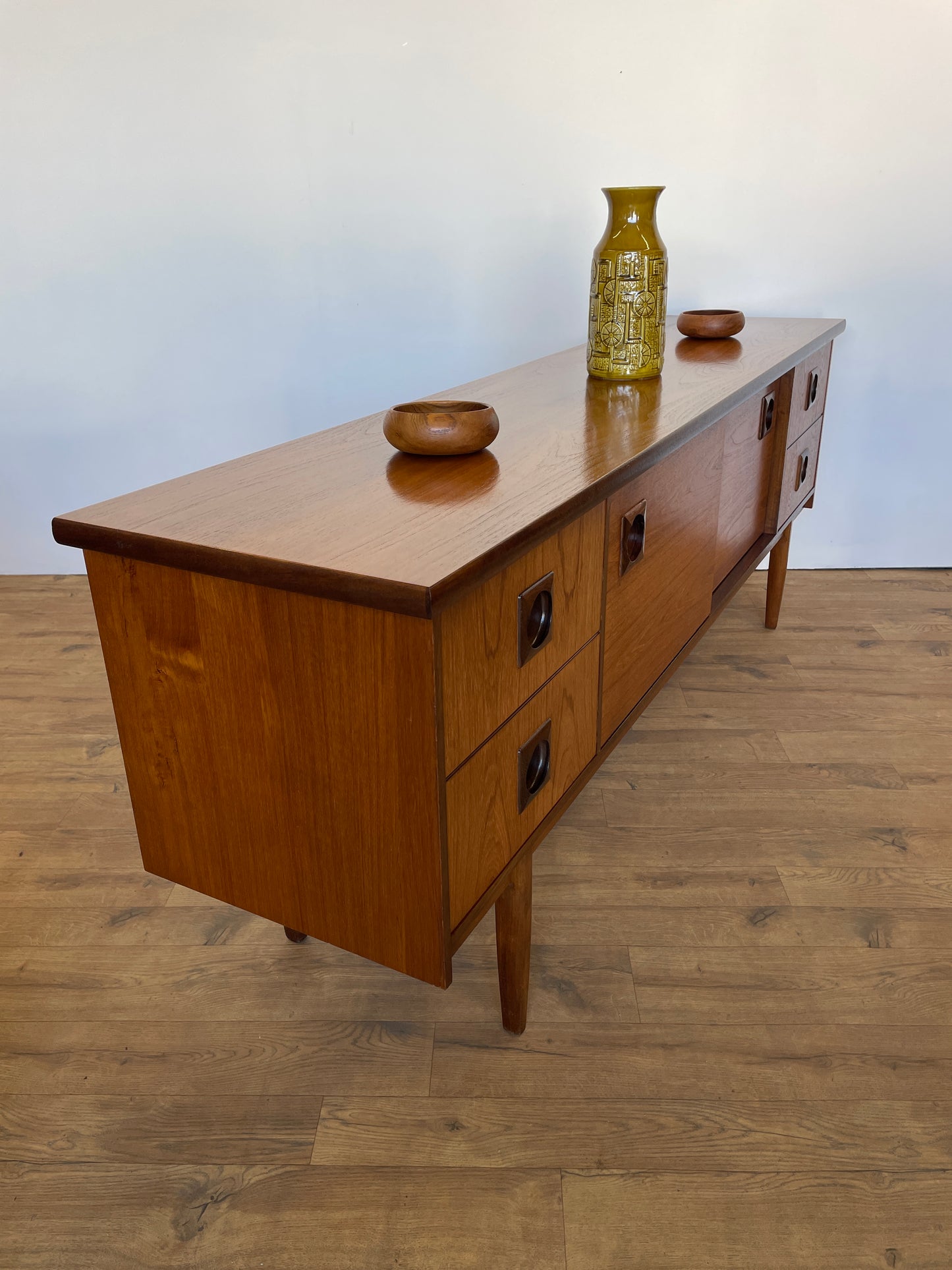 Large Teak Sideboard Mid-Century by Bath Cabinet Makers Vintage Storage Home