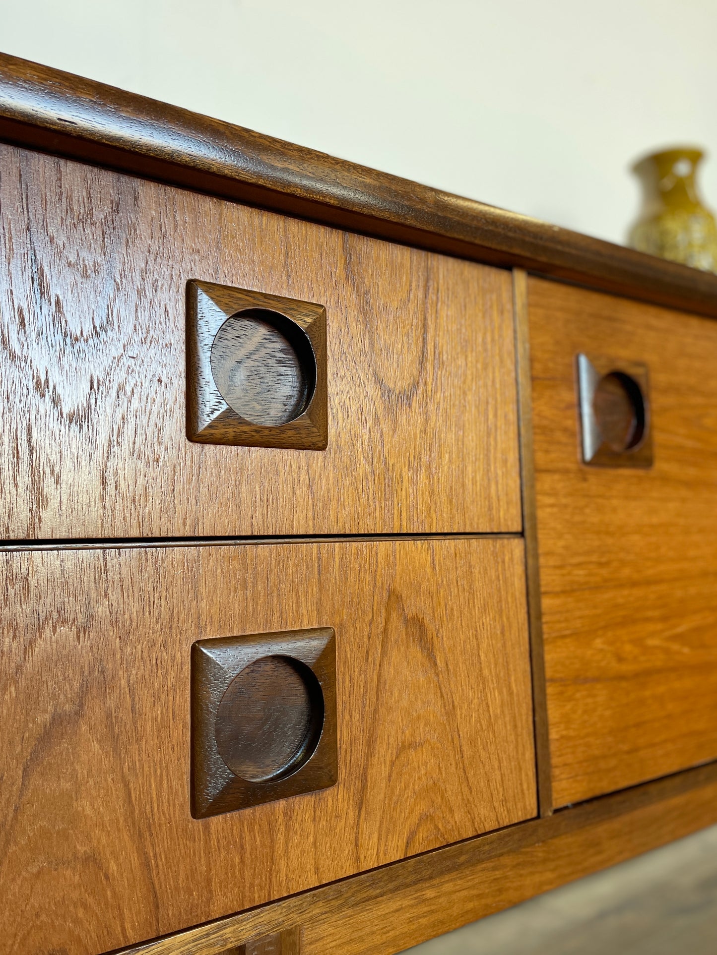 Large Teak Sideboard Mid-Century by Bath Cabinet Makers Vintage Storage Home