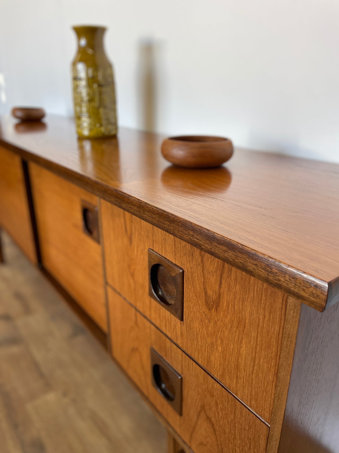 Large Teak Sideboard Mid-Century by Bath Cabinet Makers Vintage Storage Home