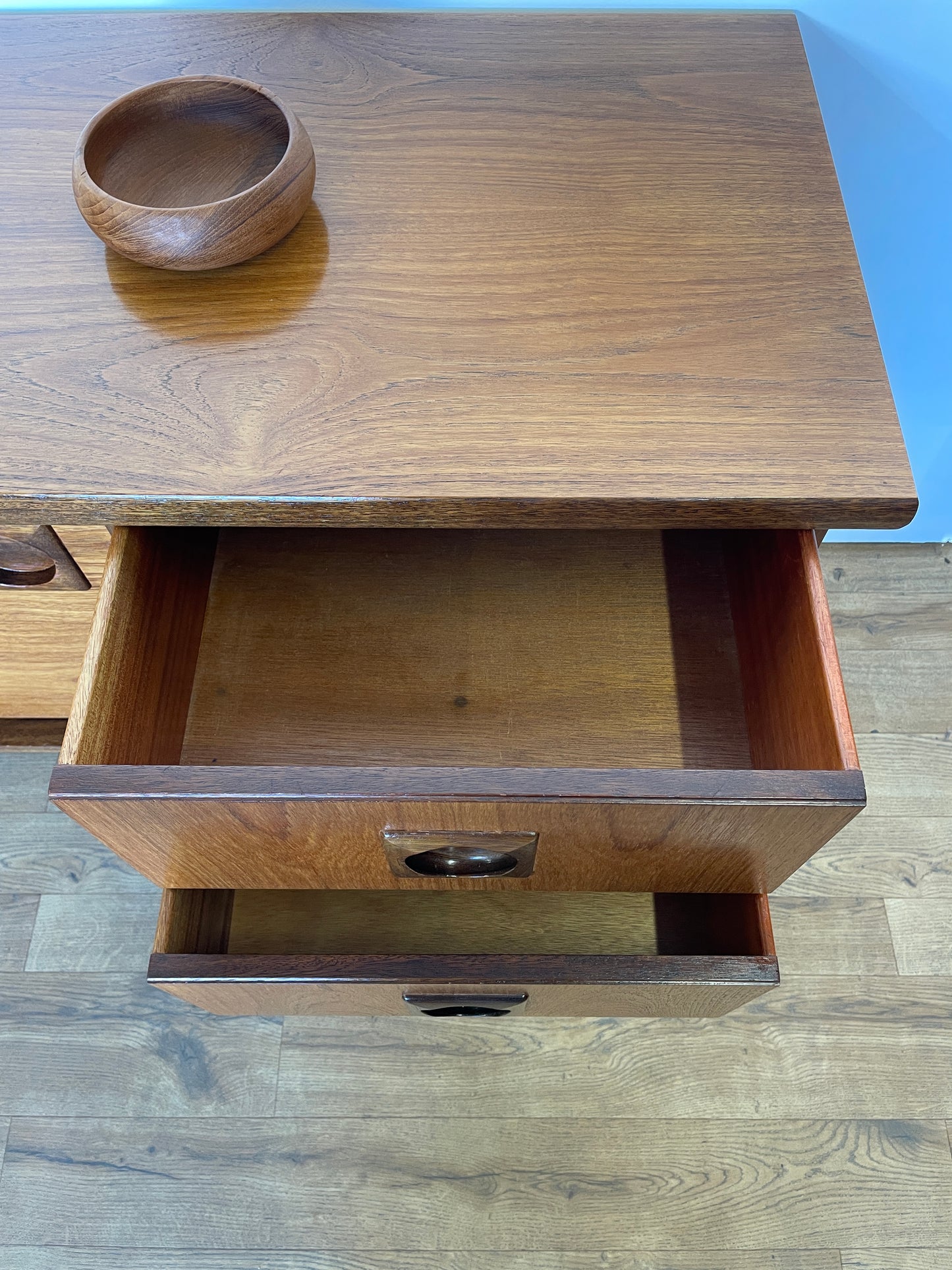 Large Teak Sideboard Mid-Century by Bath Cabinet Makers Vintage Storage Home