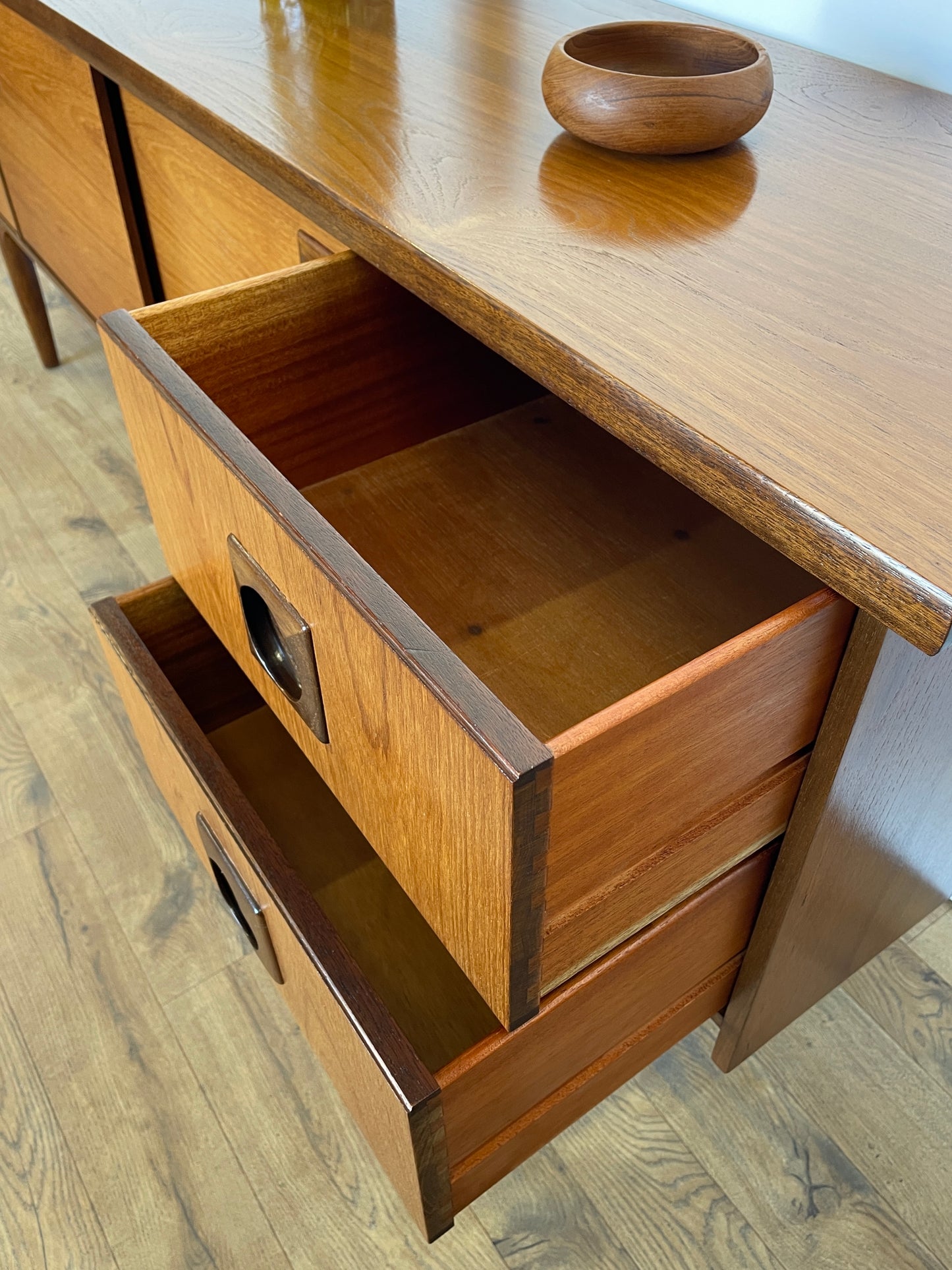 Large Teak Sideboard Mid-Century by Bath Cabinet Makers Vintage Storage Home