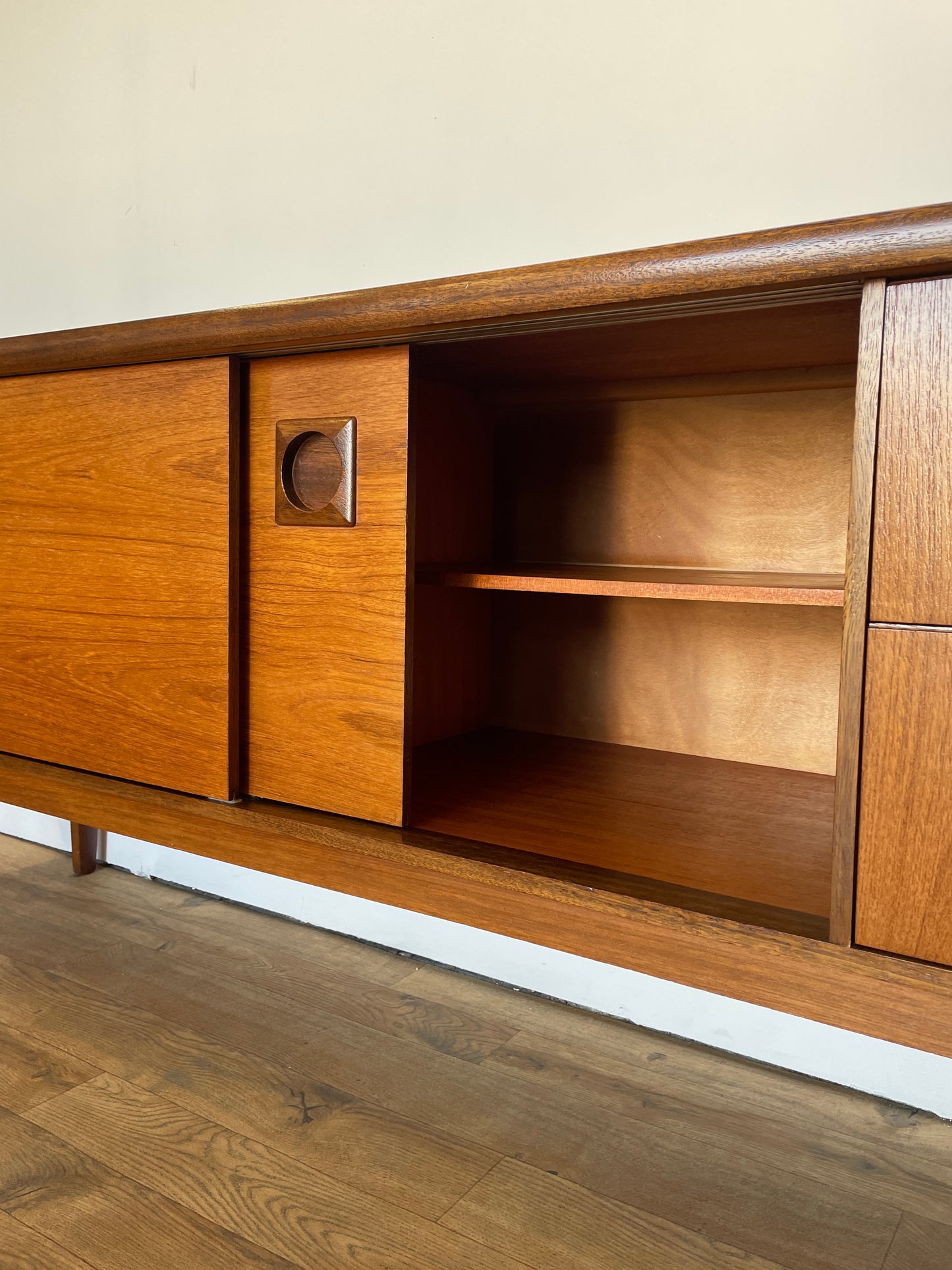 Large Teak Sideboard Mid-Century by Bath Cabinet Makers Vintage Storage Home