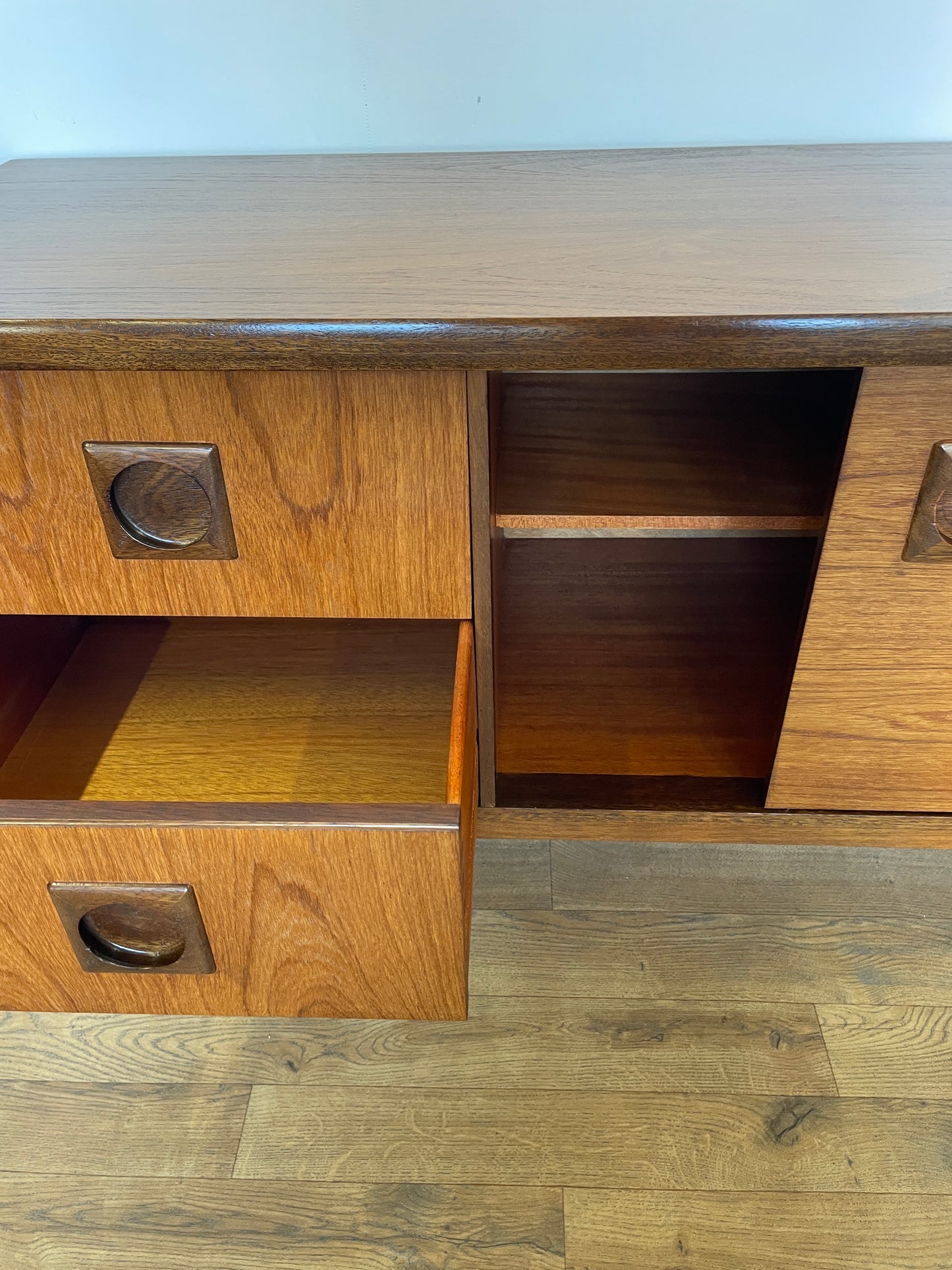 Large Teak Sideboard Mid-Century by Bath Cabinet Makers Vintage Storage Home