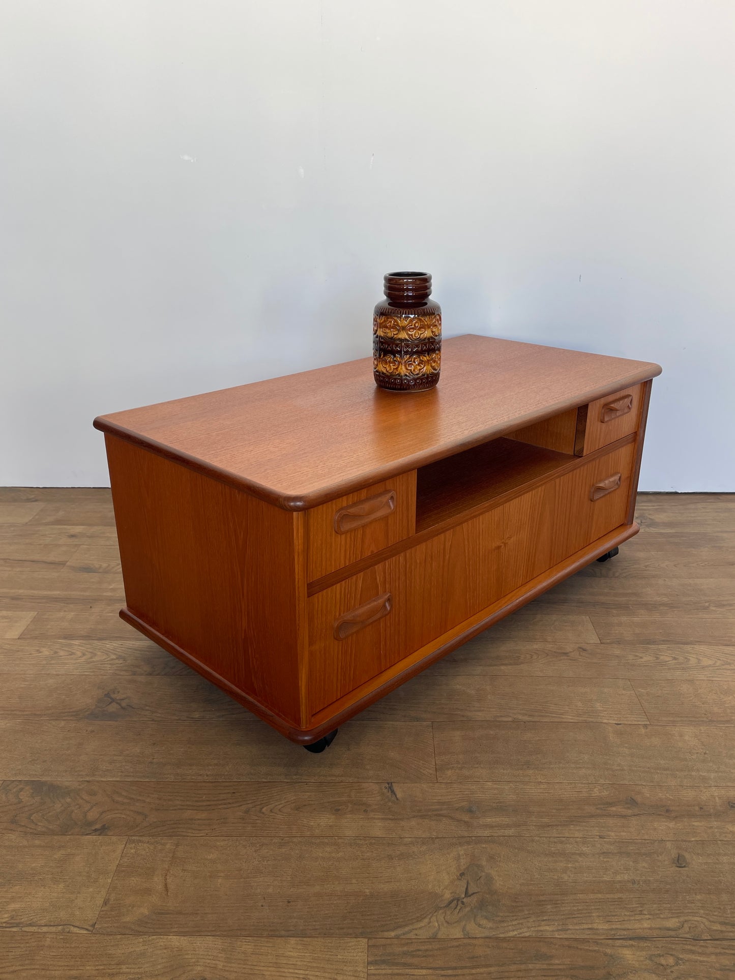 Vintage G Plan Teak TV Cabinet | Mid-Century Modern Media Unit on Castors