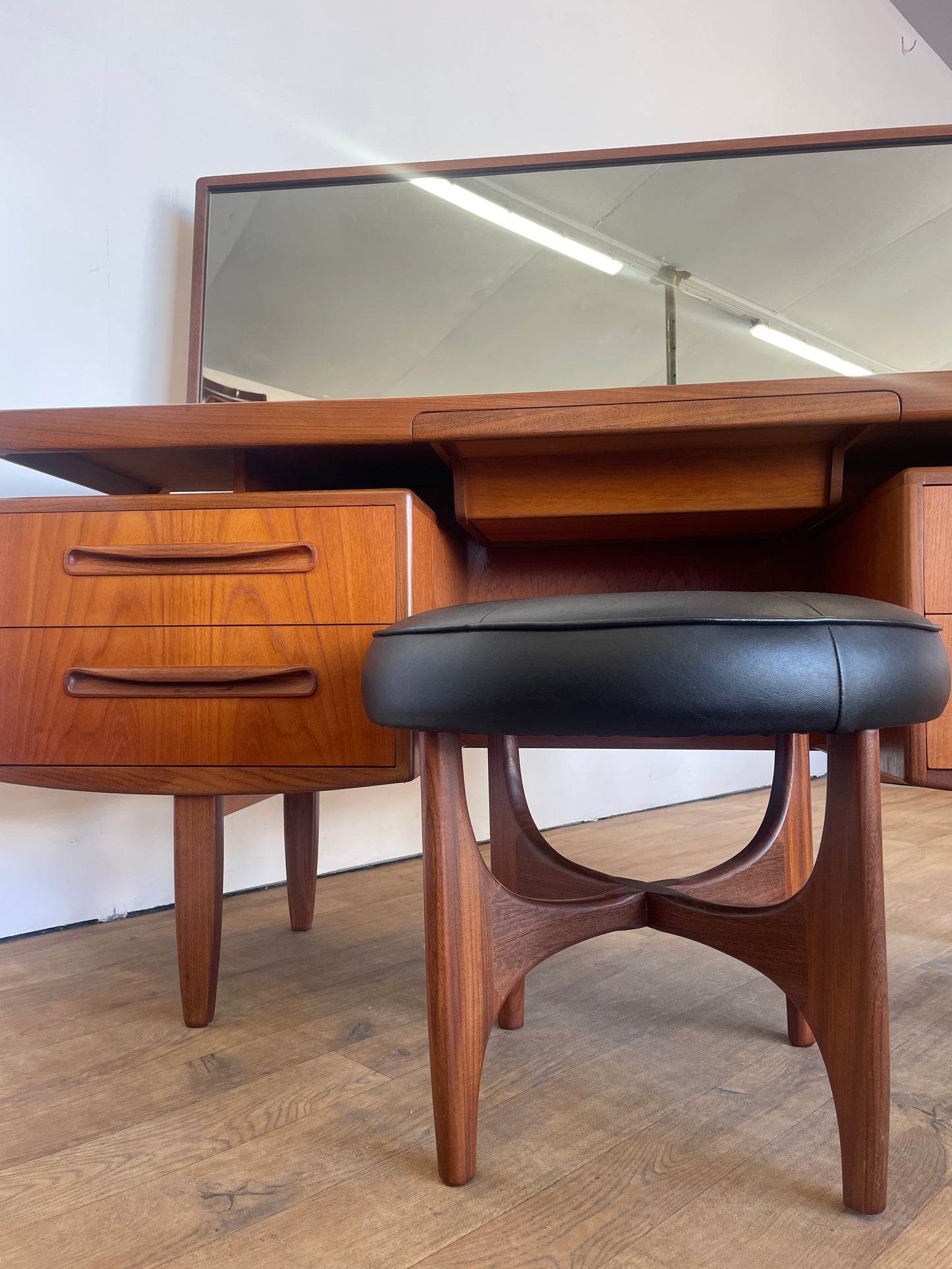 Vintage G Plan Fresco Teak Floating Top Dressing Table with Stool – Mid-Century Modern