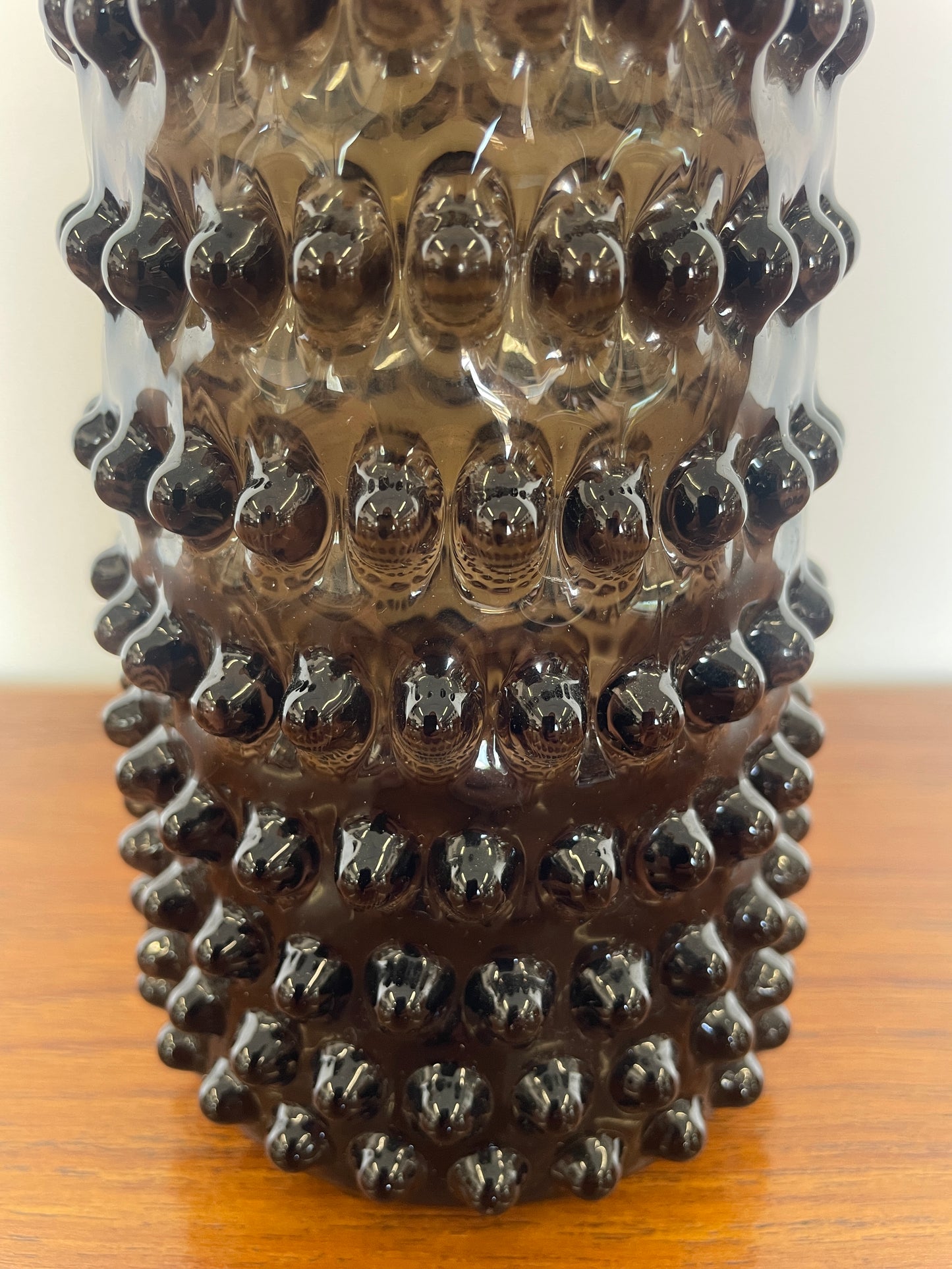 Kodanska Danish Hand-Blown Glass Jug / Vase – Smoke Grey, Bubble Texture