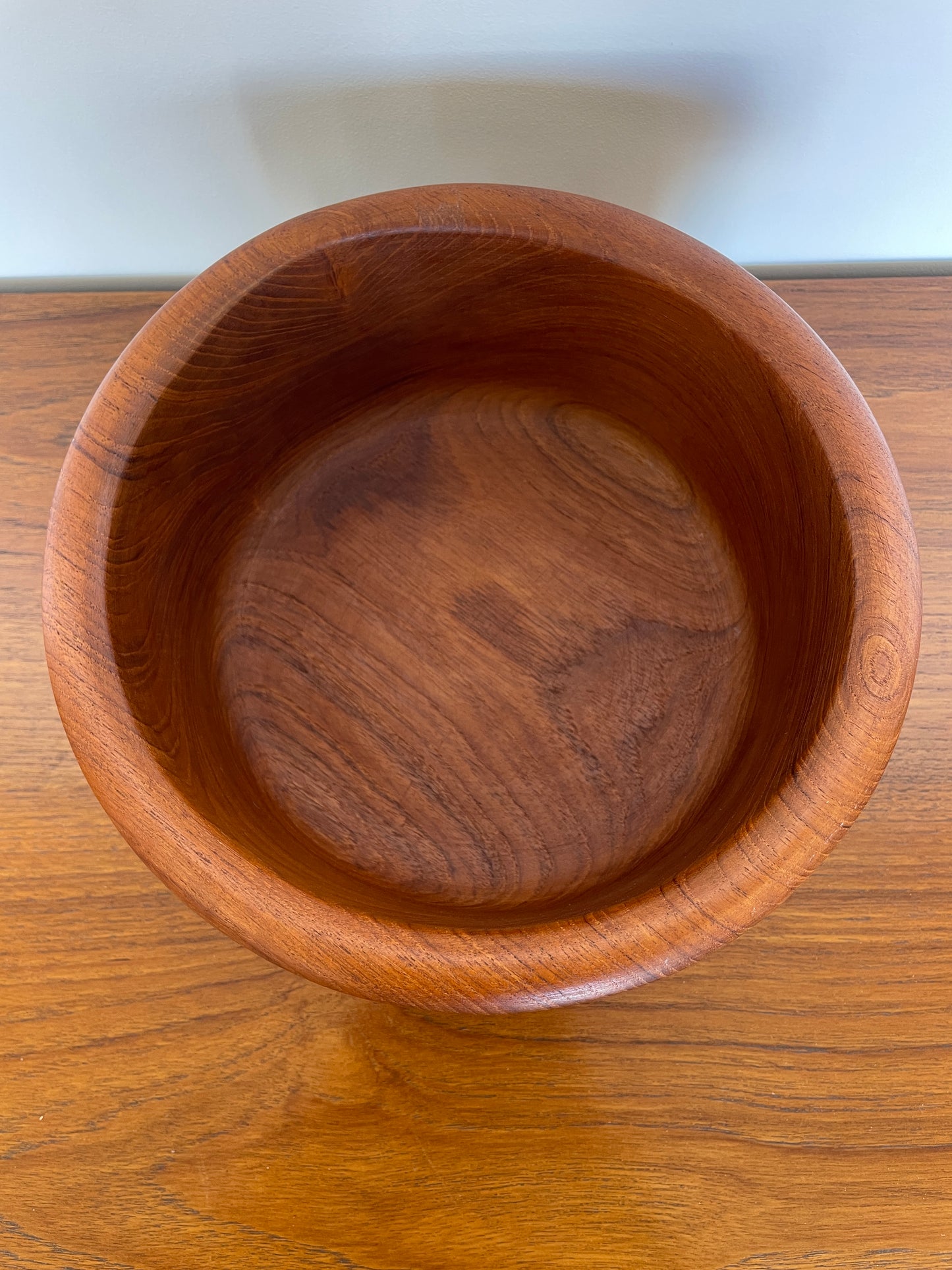 Mid-Century Danish Teak Large Fruit Bowl – Hand-Turned Wood