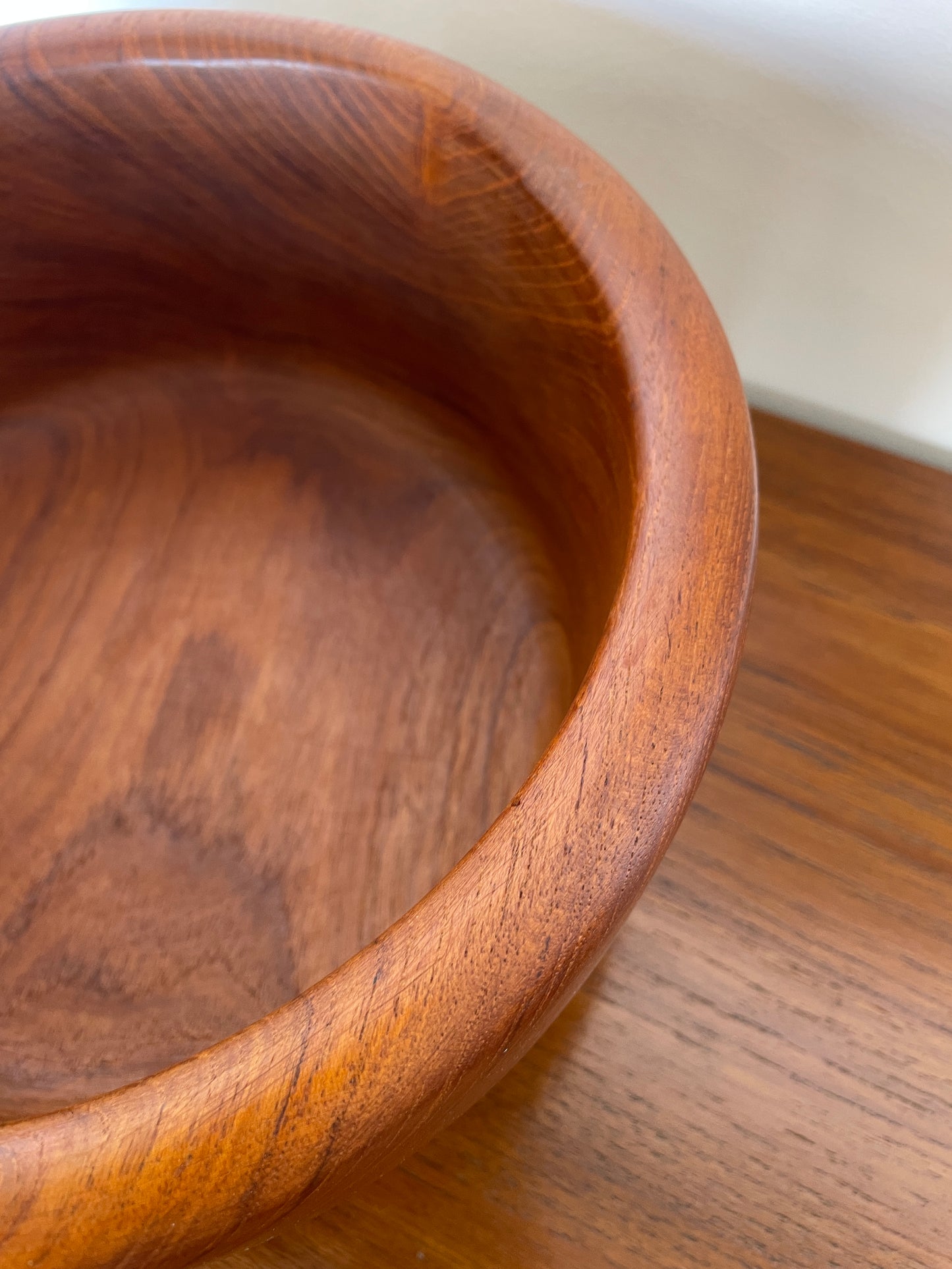 Mid-Century Danish Teak Large Fruit Bowl – Hand-Turned Wood