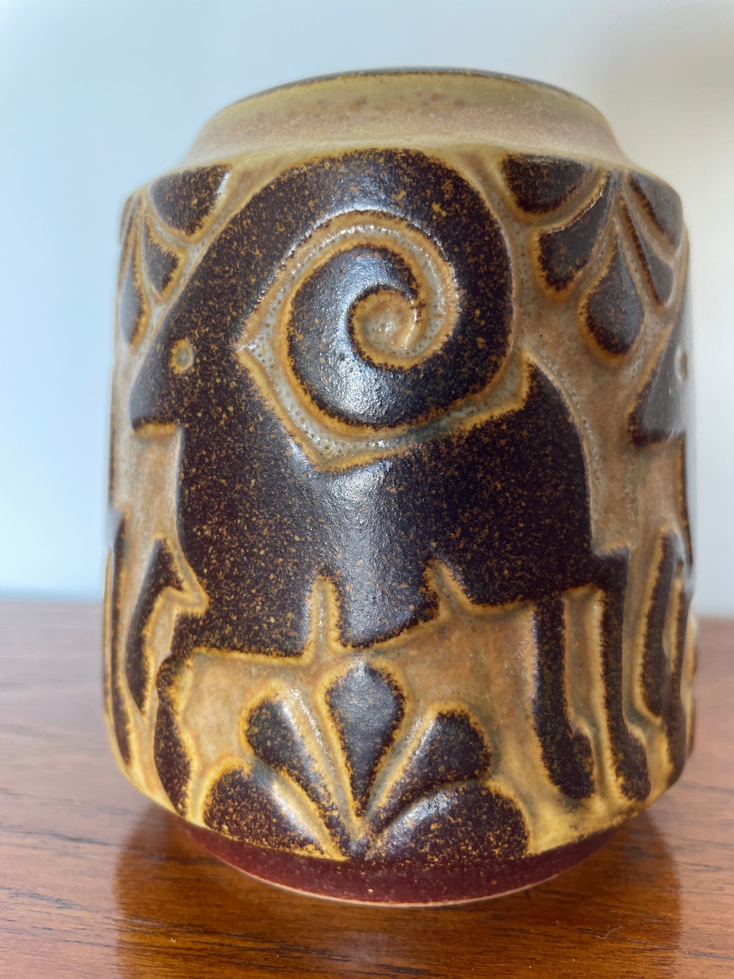 Vintage Michael Andersen Studio Vase with Ram Motif – Denmark, 1960s