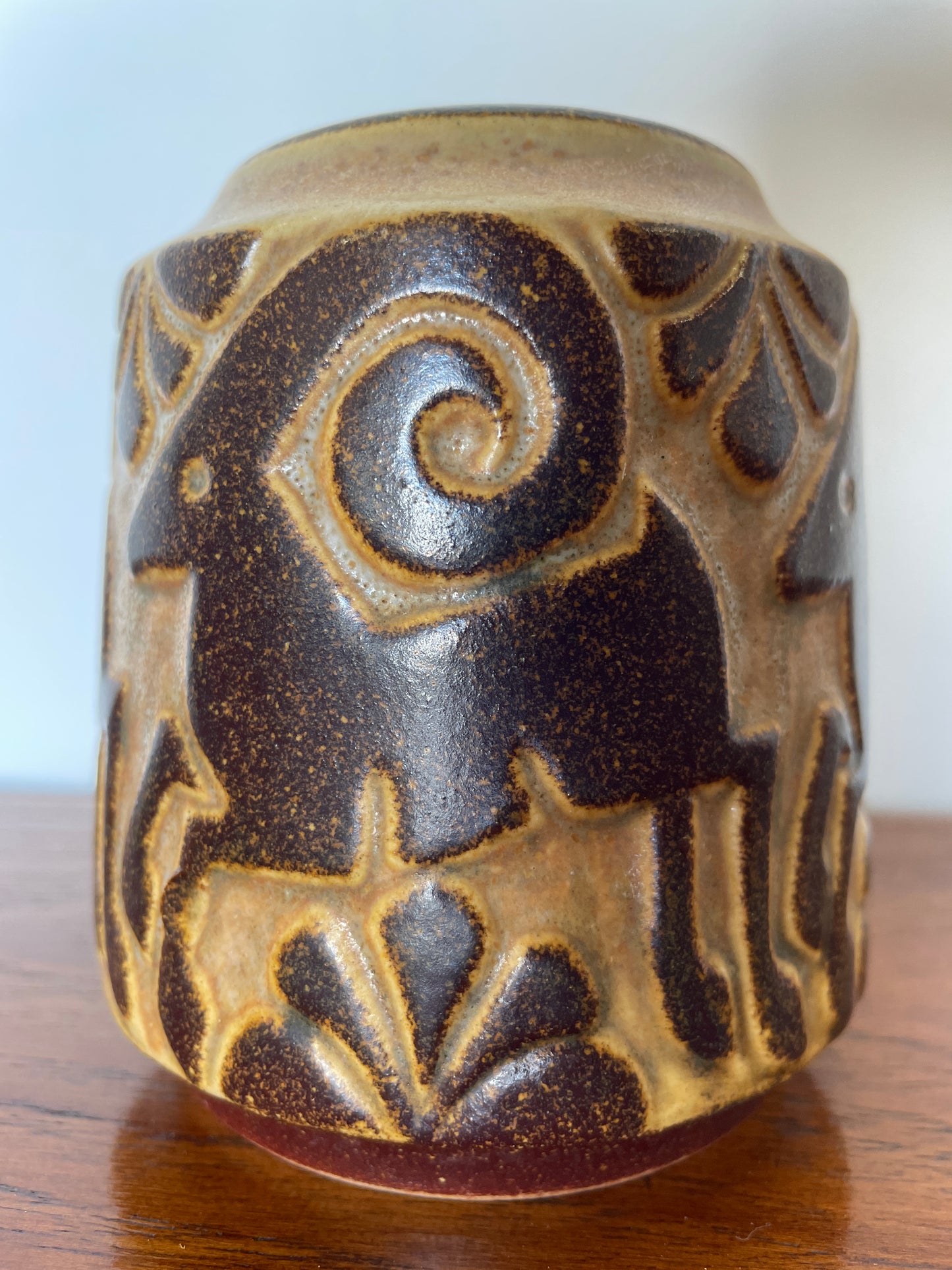 Vintage Michael Andersen Studio Vase with Ram Motif – Denmark, 1960s