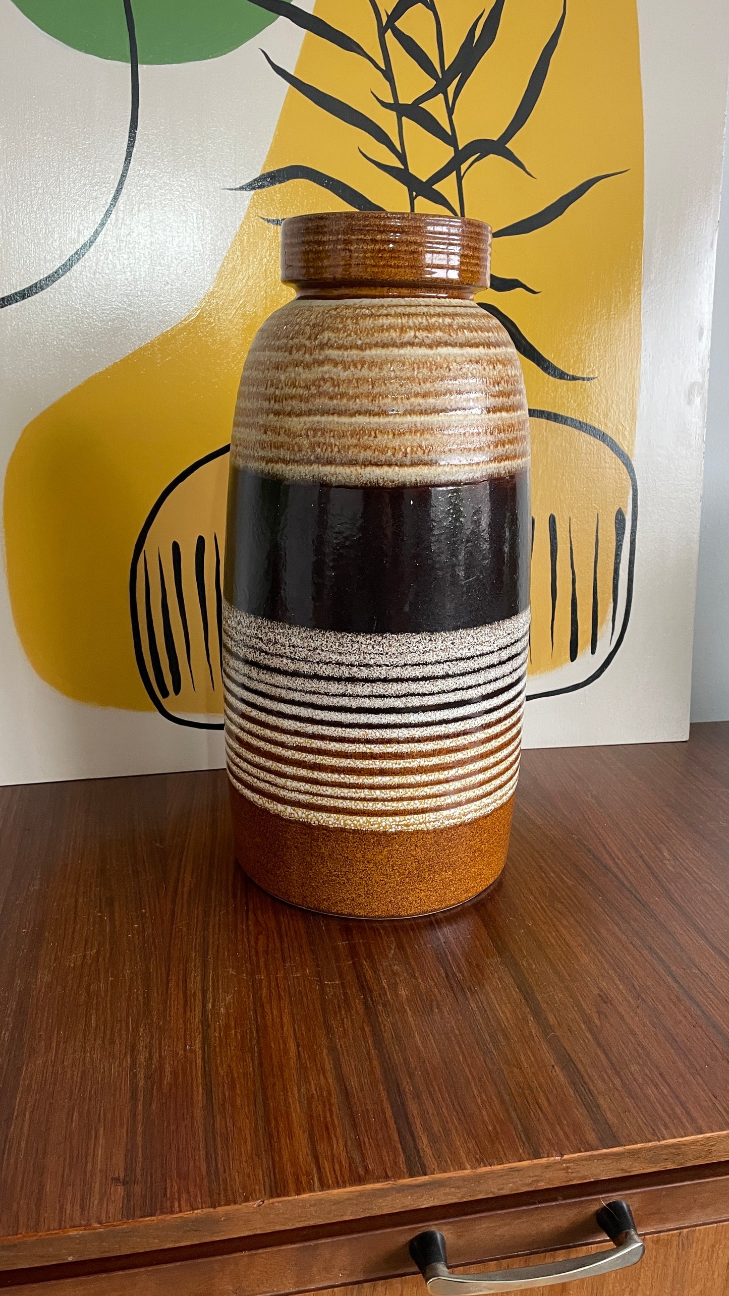 Large West Germany Vintage Vase West Germany - Brown Glazed Mid Century Retro
