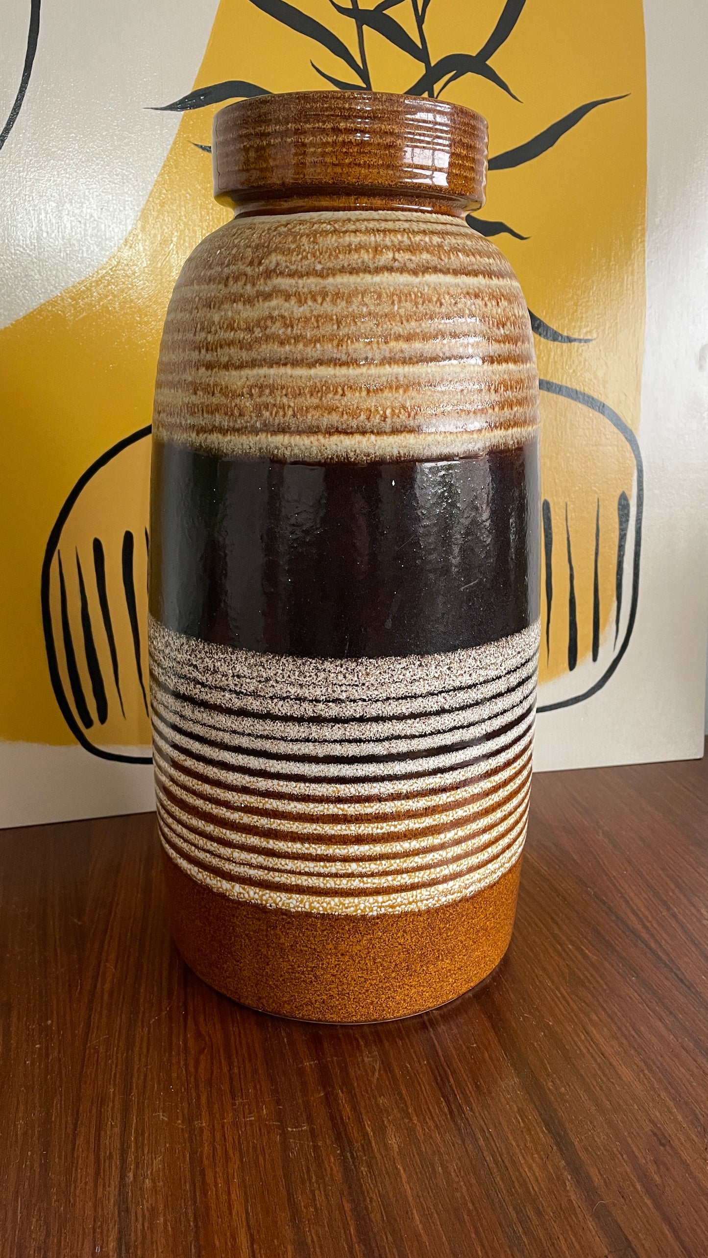 Large West Germany Vintage Vase West Germany - Brown Glazed Mid Century Retro