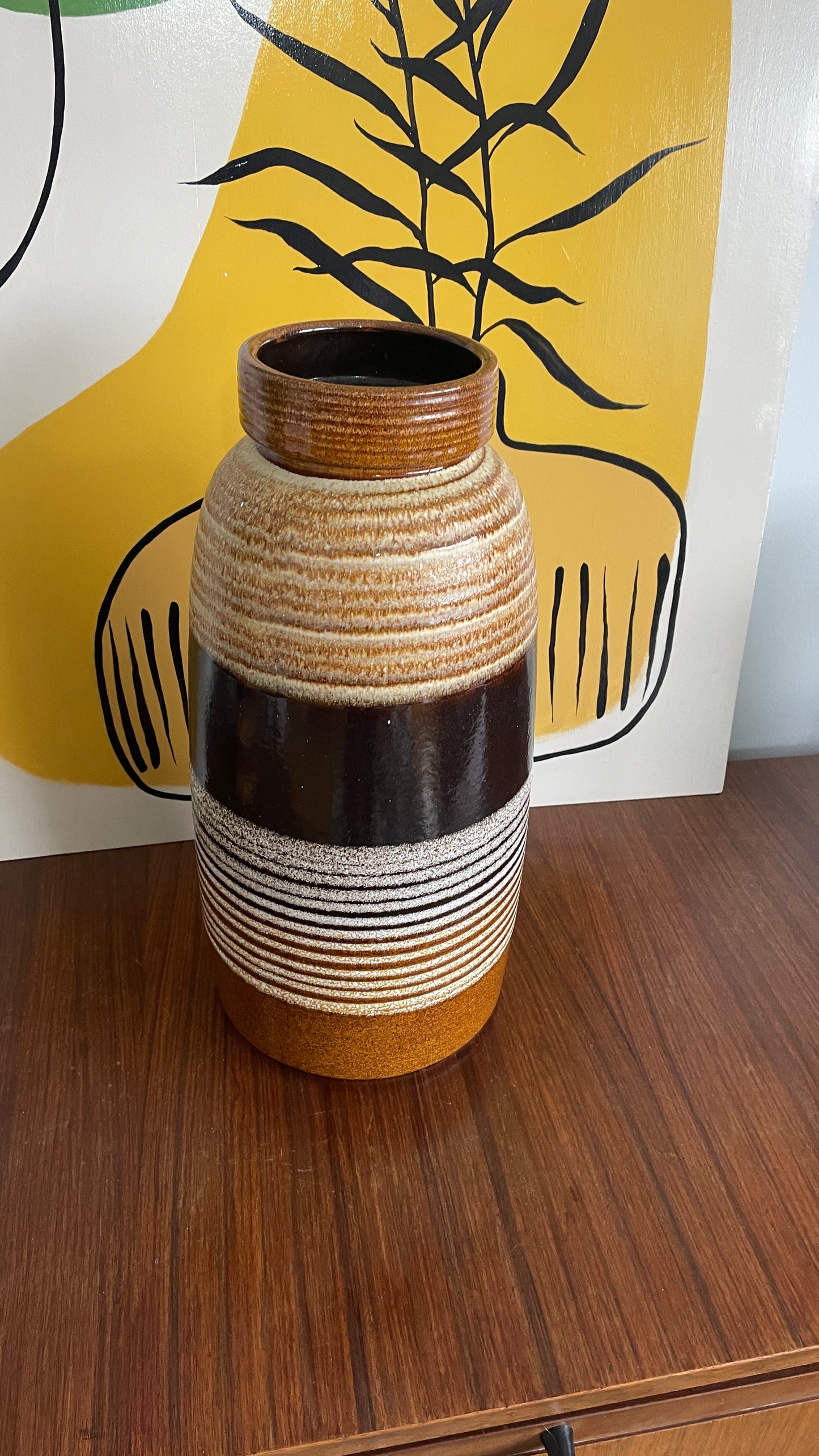 Large West Germany Vintage Vase West Germany - Brown Glazed Mid Century Retro