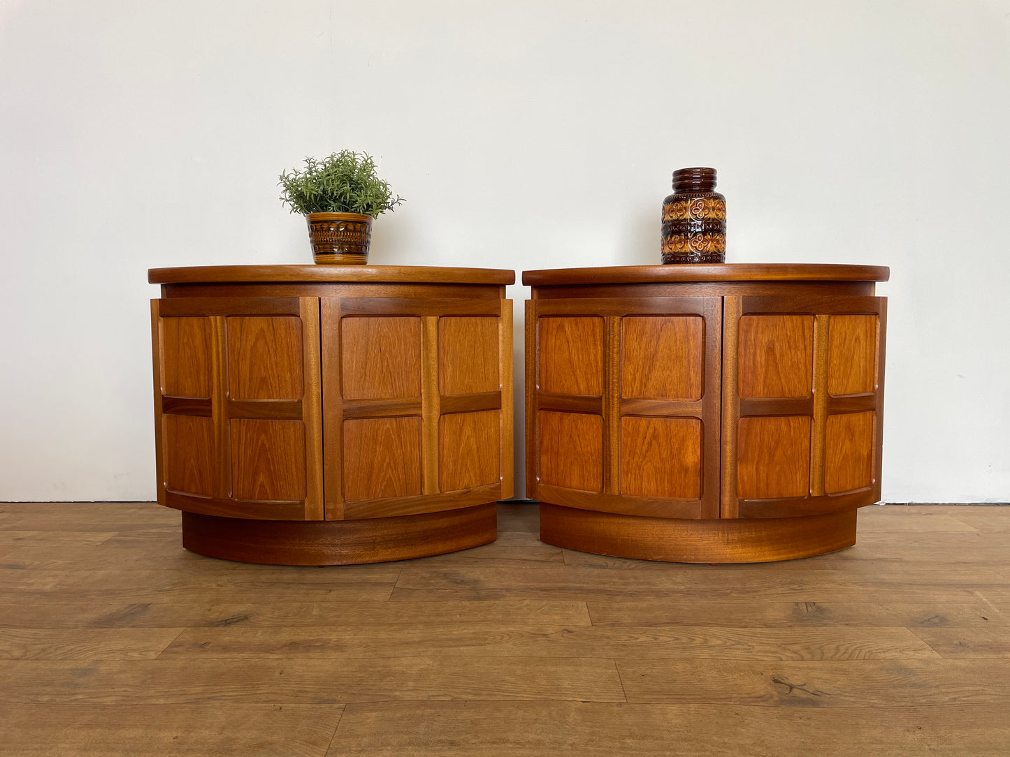 Pair of Mid-Century Teak Corner Bedside Cabinets by Nathan