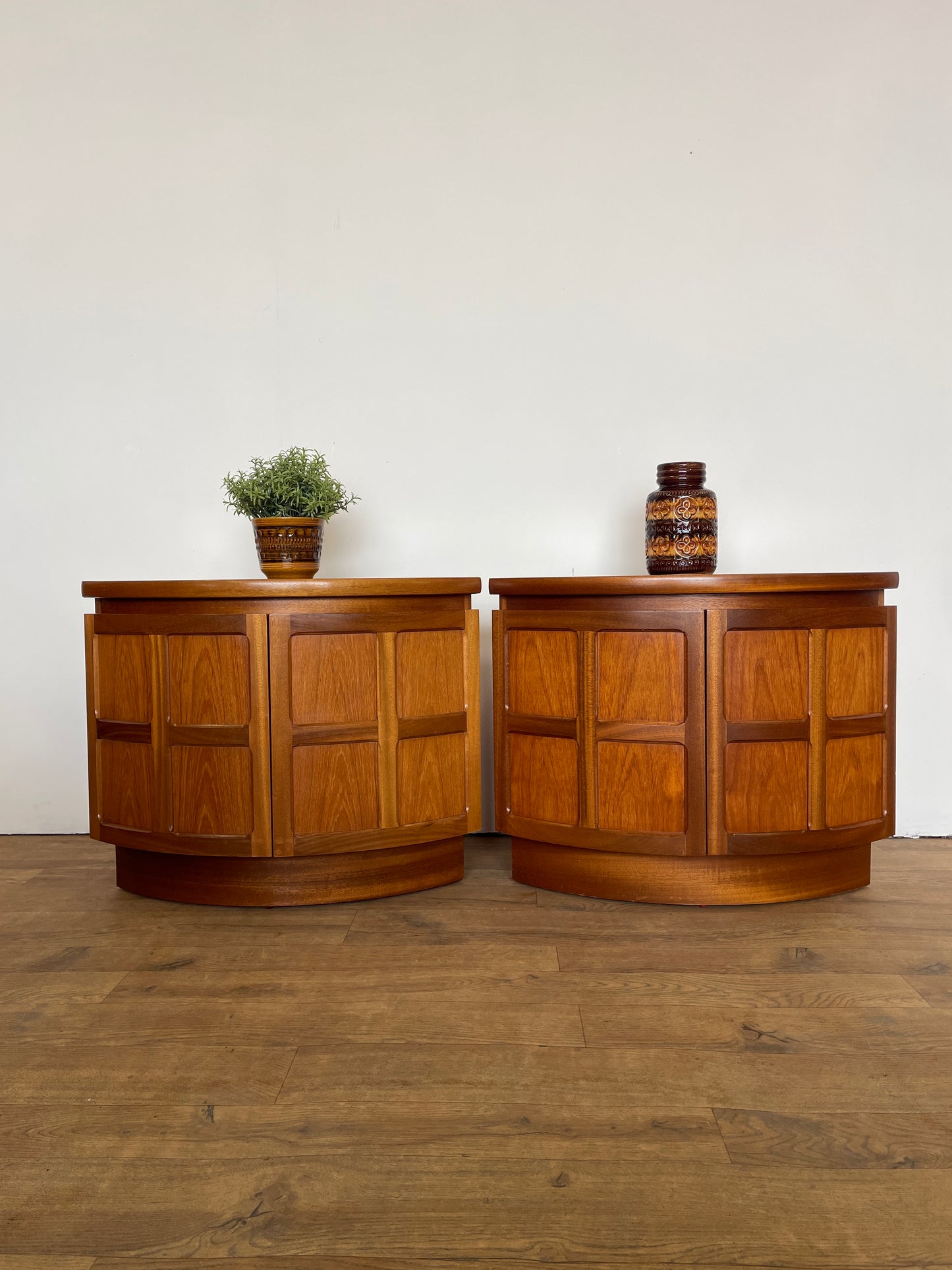 Pair of Mid-Century Teak Corner Bedside Cabinets by Nathan