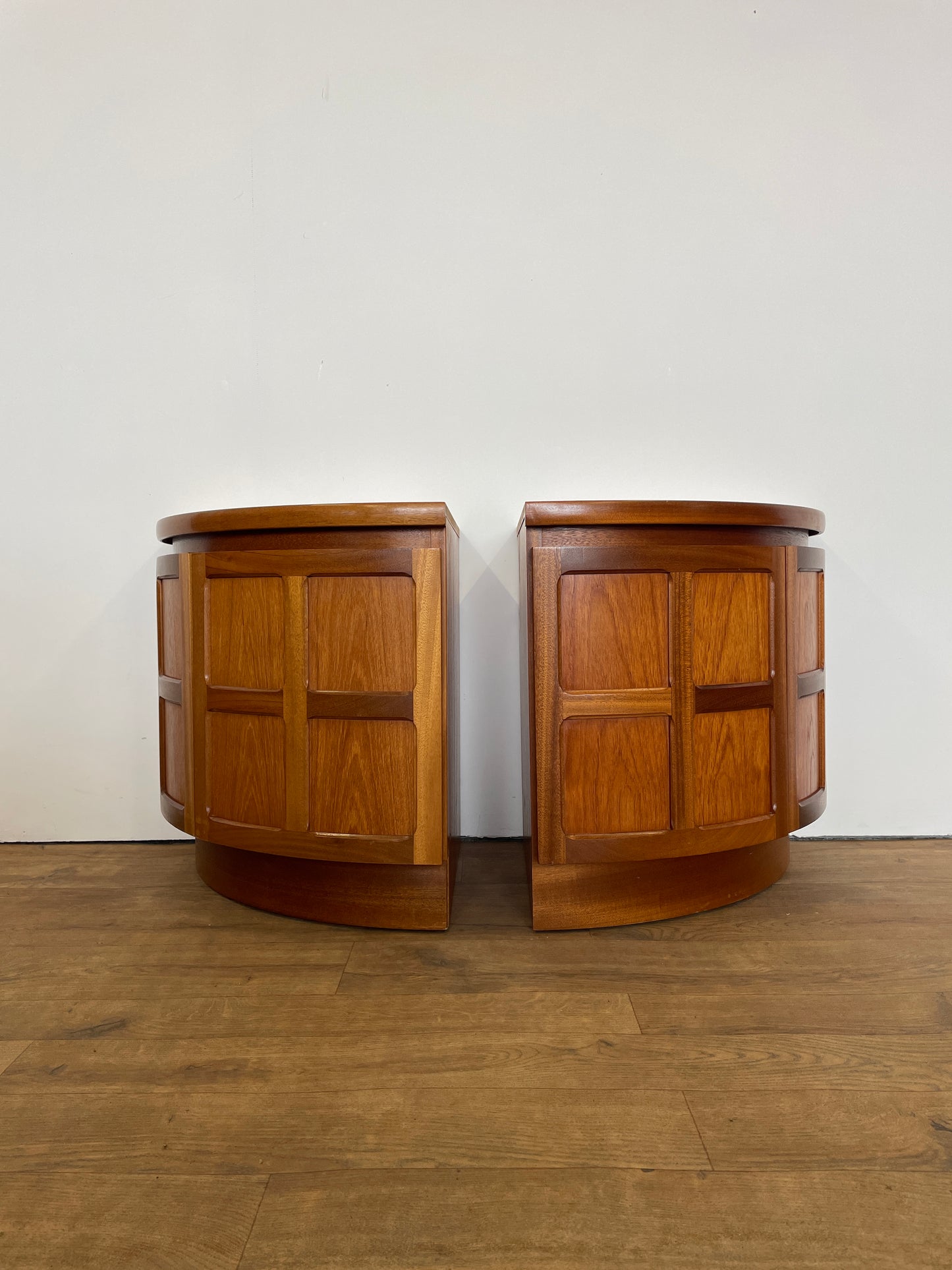Pair of Mid-Century Teak Corner Bedside Cabinets by Nathan
