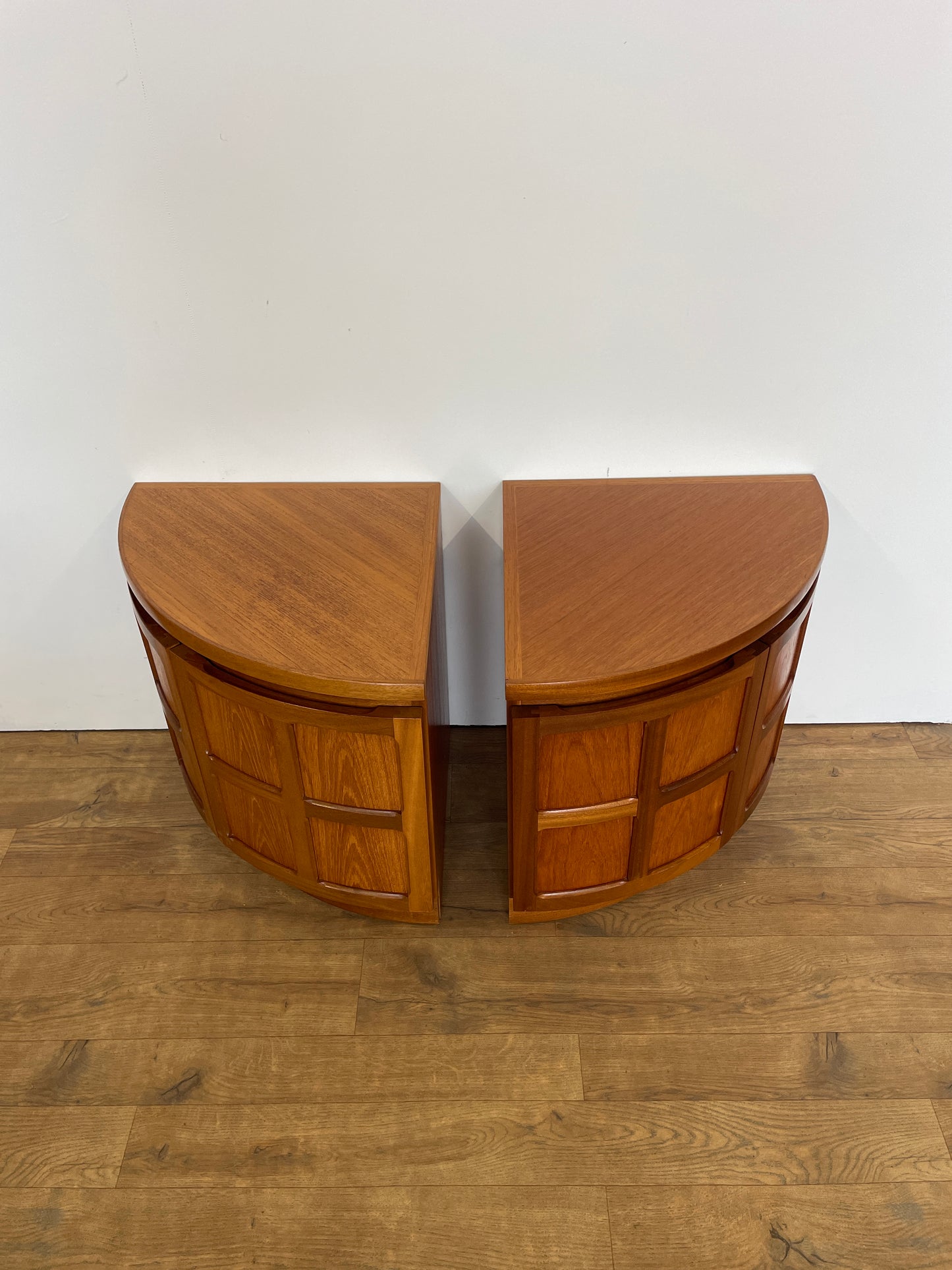 Pair of Mid-Century Teak Corner Bedside Cabinets by Nathan