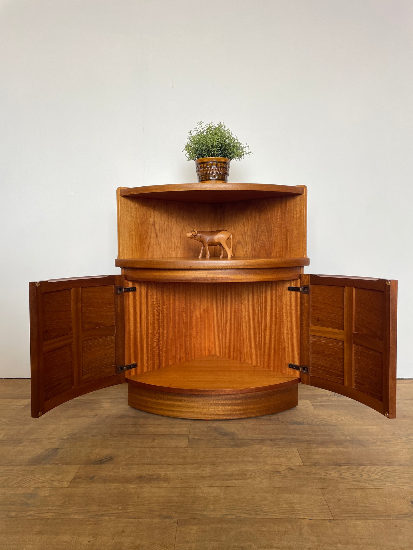 Mid-Century Nathan Teak Corner Cabinet – Vintage Storage Unit