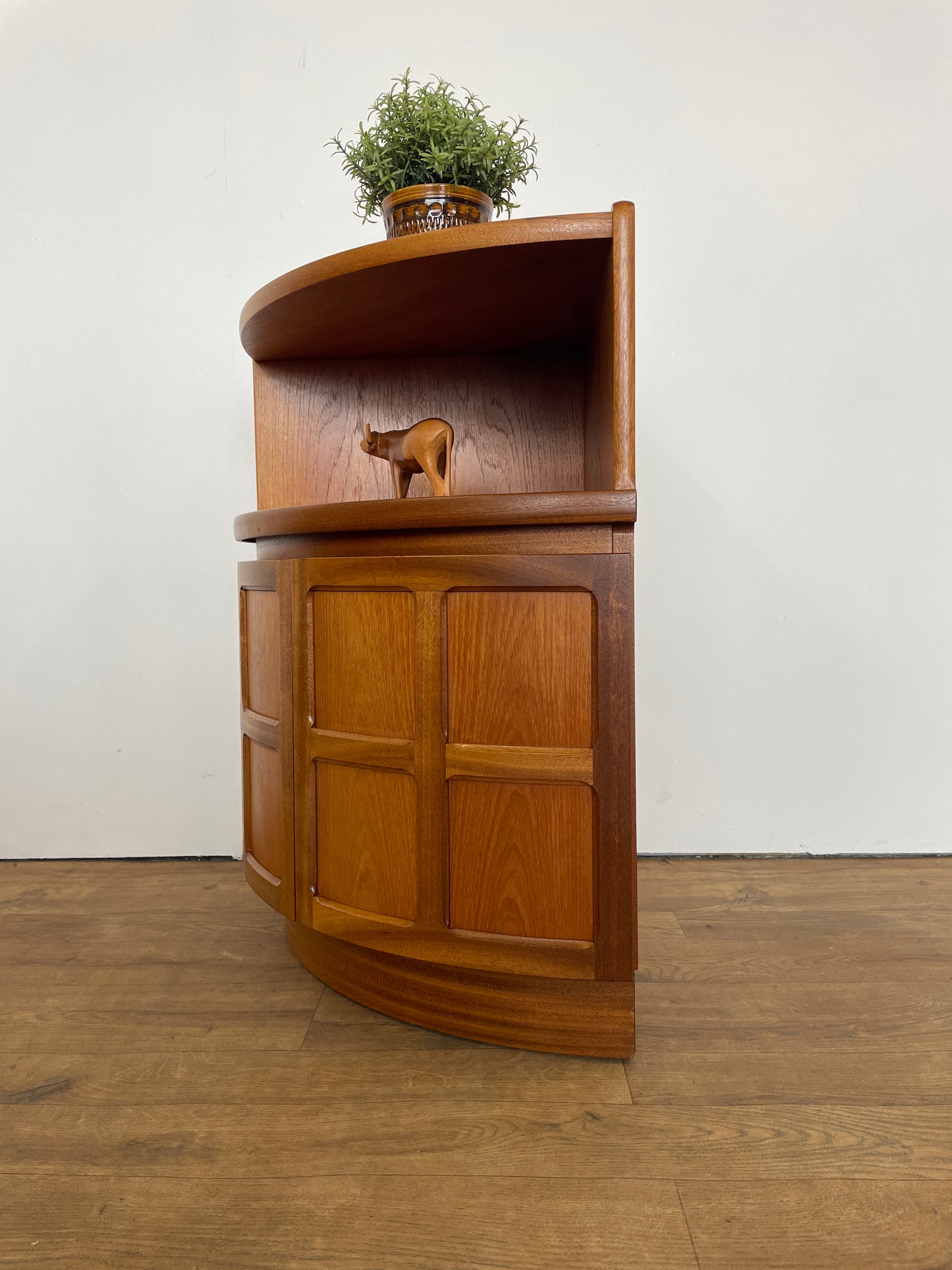 Mid-Century Nathan Teak Corner Cabinet – Vintage Storage Unit