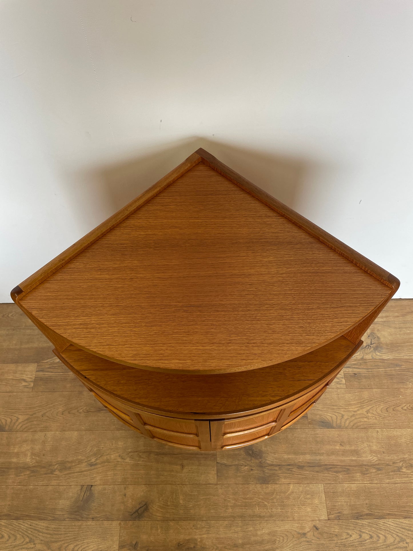 Mid-Century Nathan Teak Corner Cabinet – Vintage Storage Unit