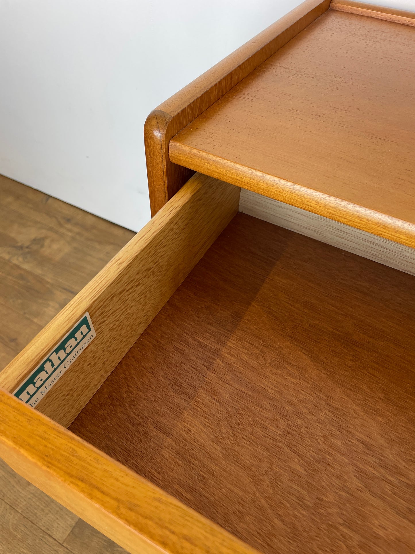 Nathan Mid-Century Teak Telephone Seat with Storage & Retro Cushion