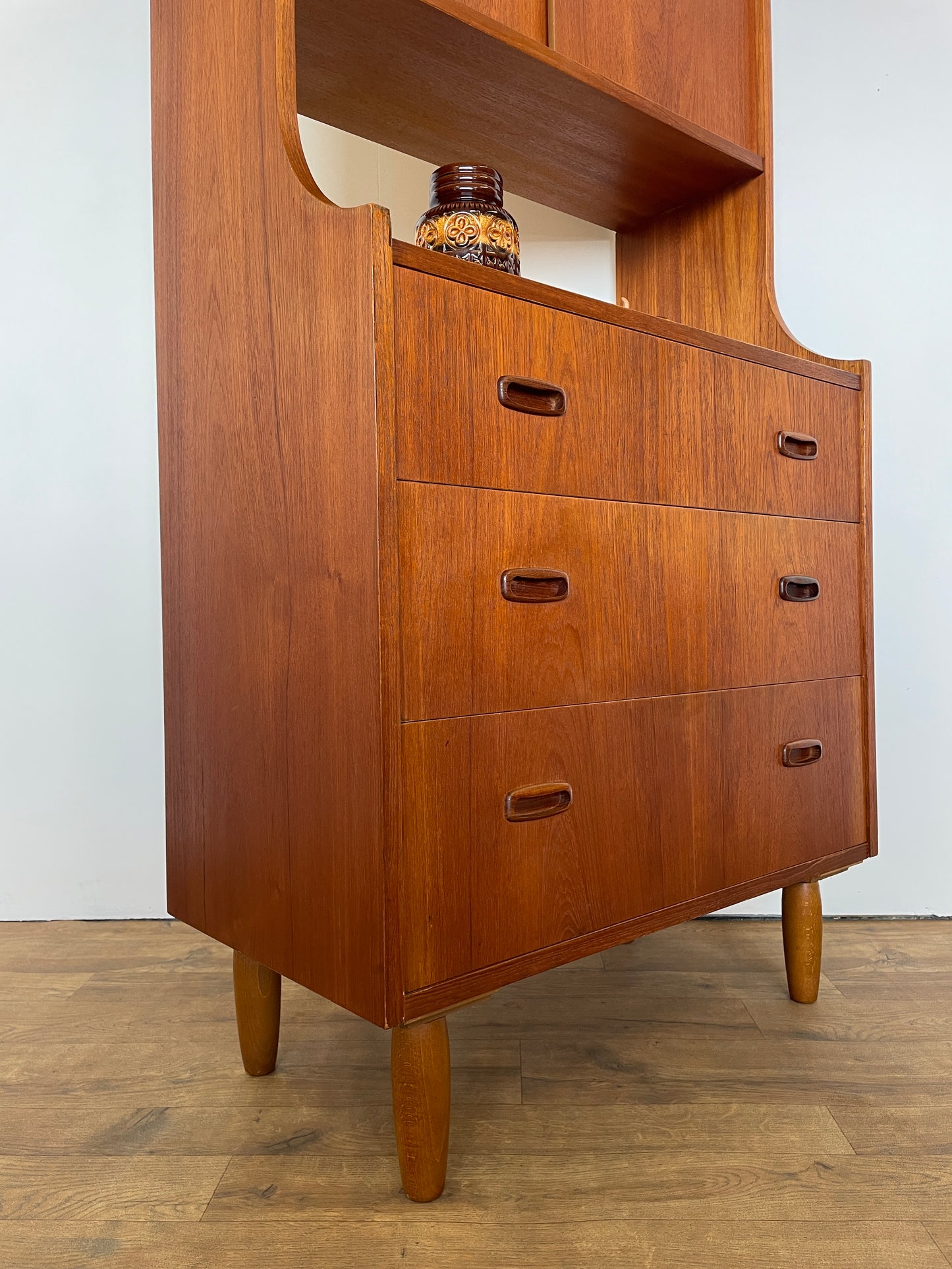 Mid-Century Danish Teak Bookcase Cabinet with Drawers