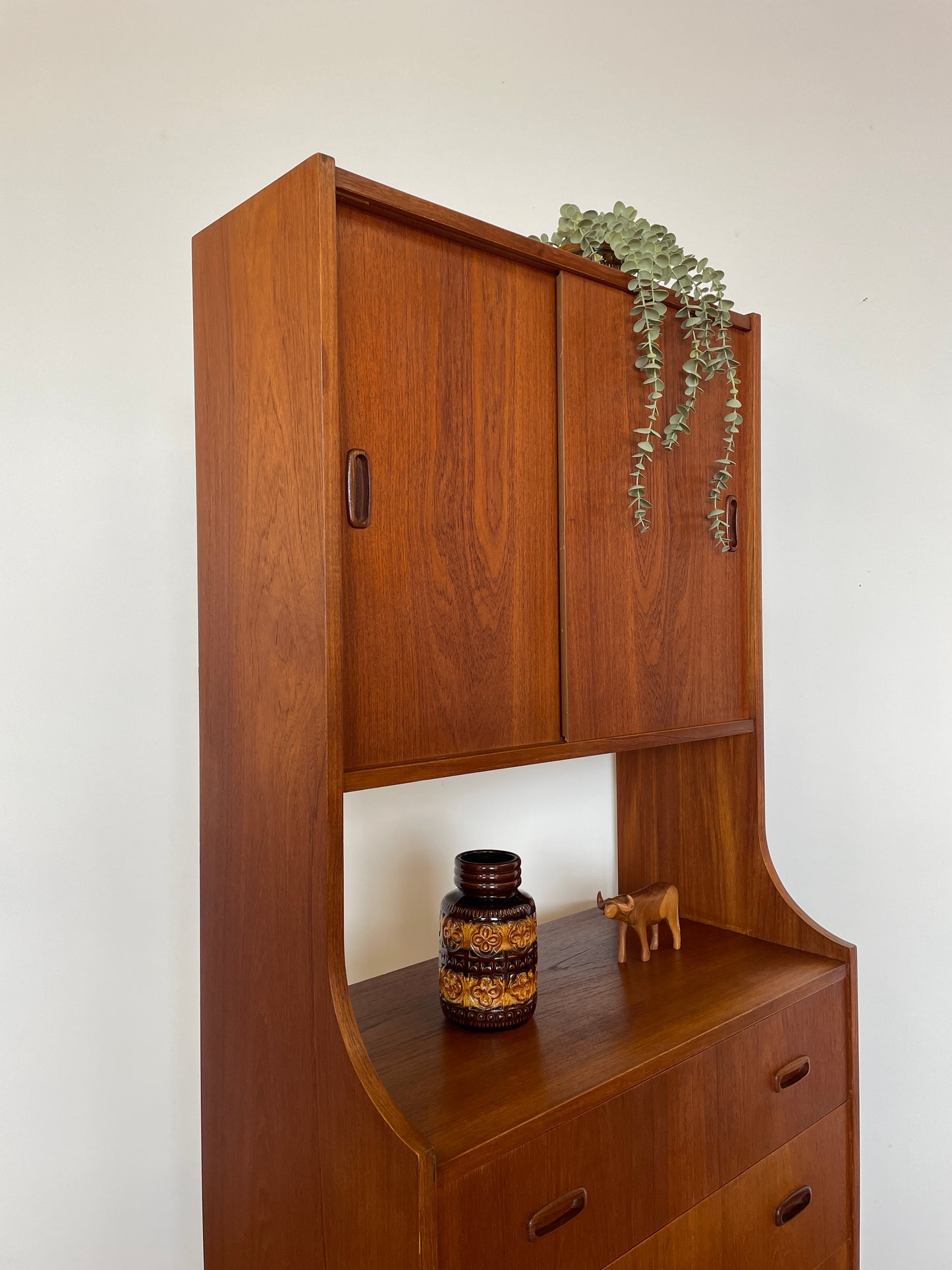 Mid-Century Danish Teak Bookcase Cabinet with Drawers