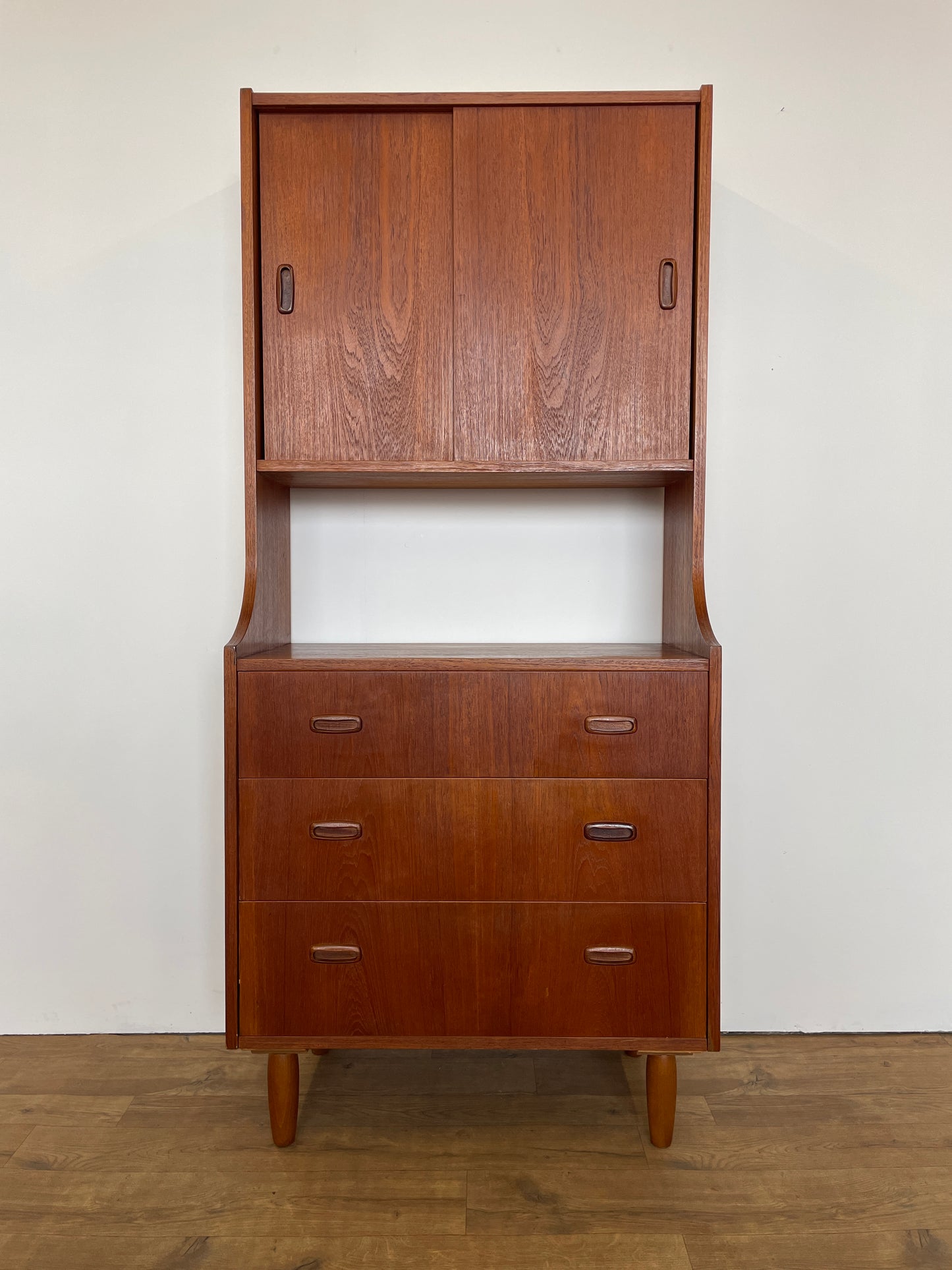Mid-Century Danish Teak Bookcase Cabinet with Drawers