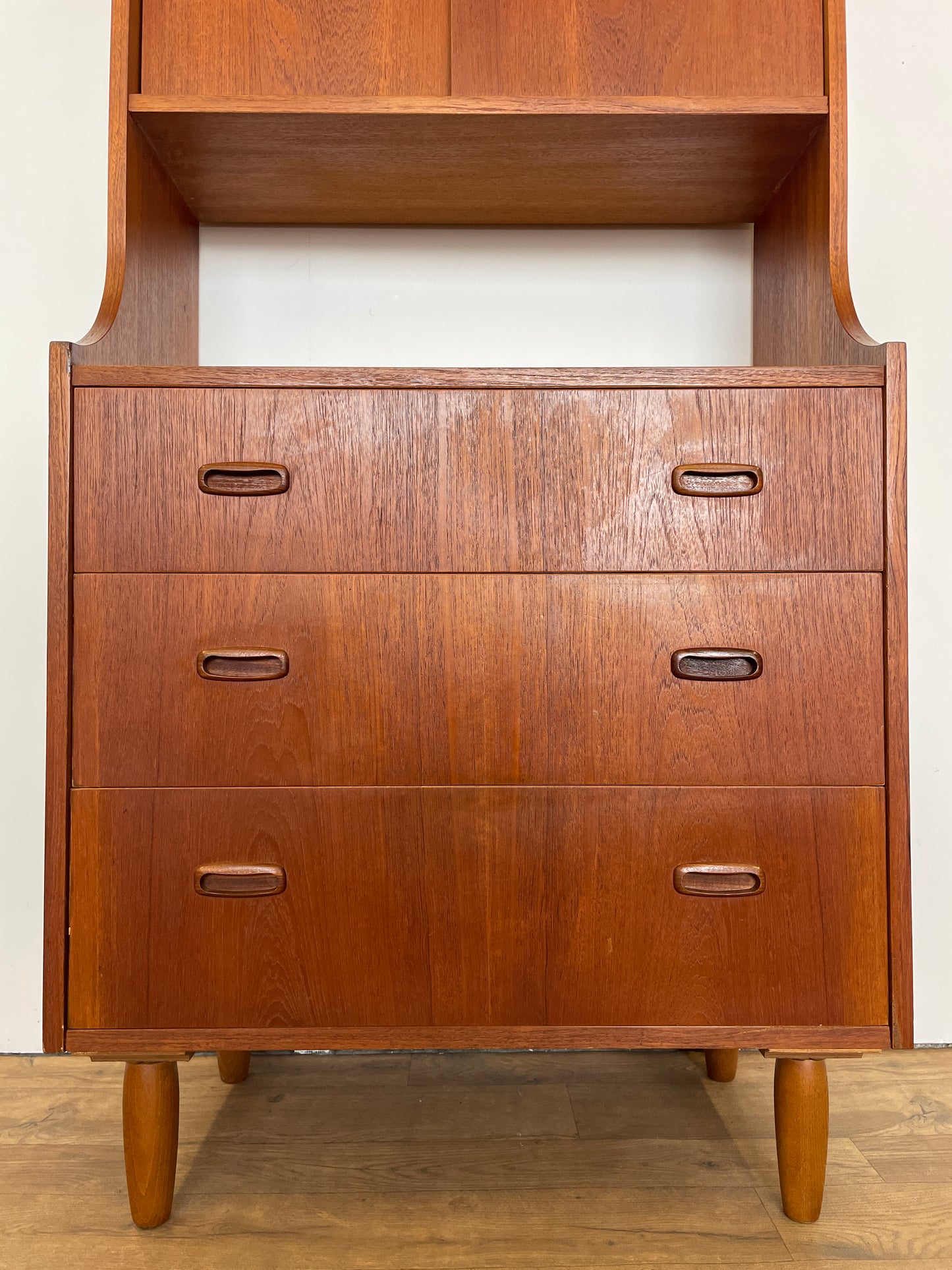 Mid-Century Danish Teak Bookcase Cabinet with Drawers