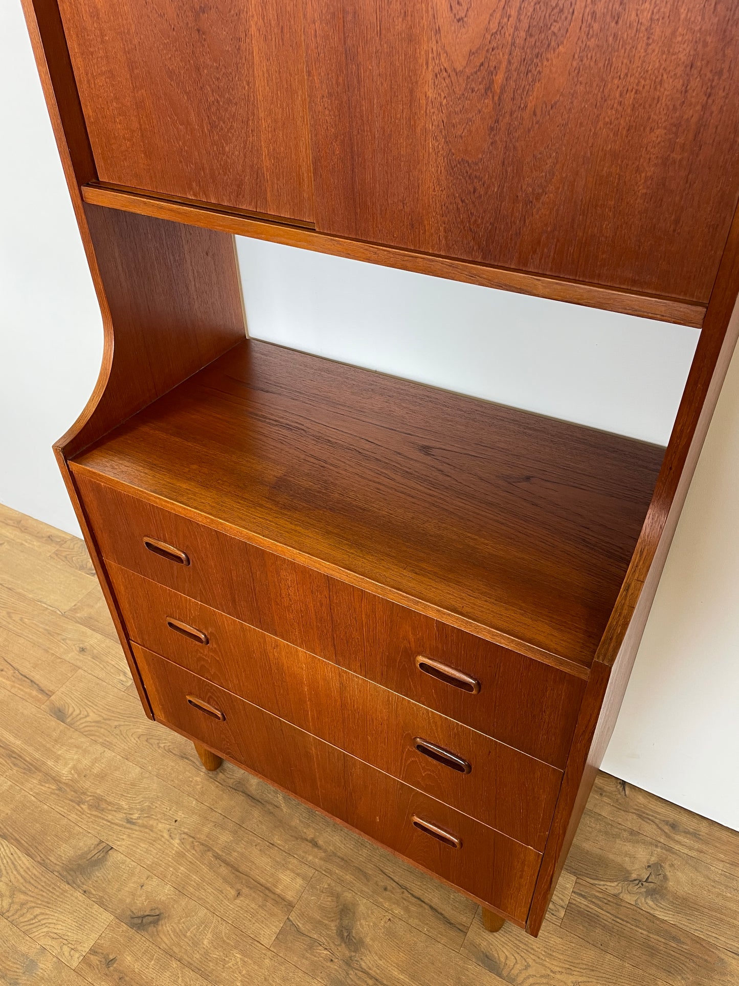 Mid-Century Danish Teak Bookcase Cabinet with Drawers
