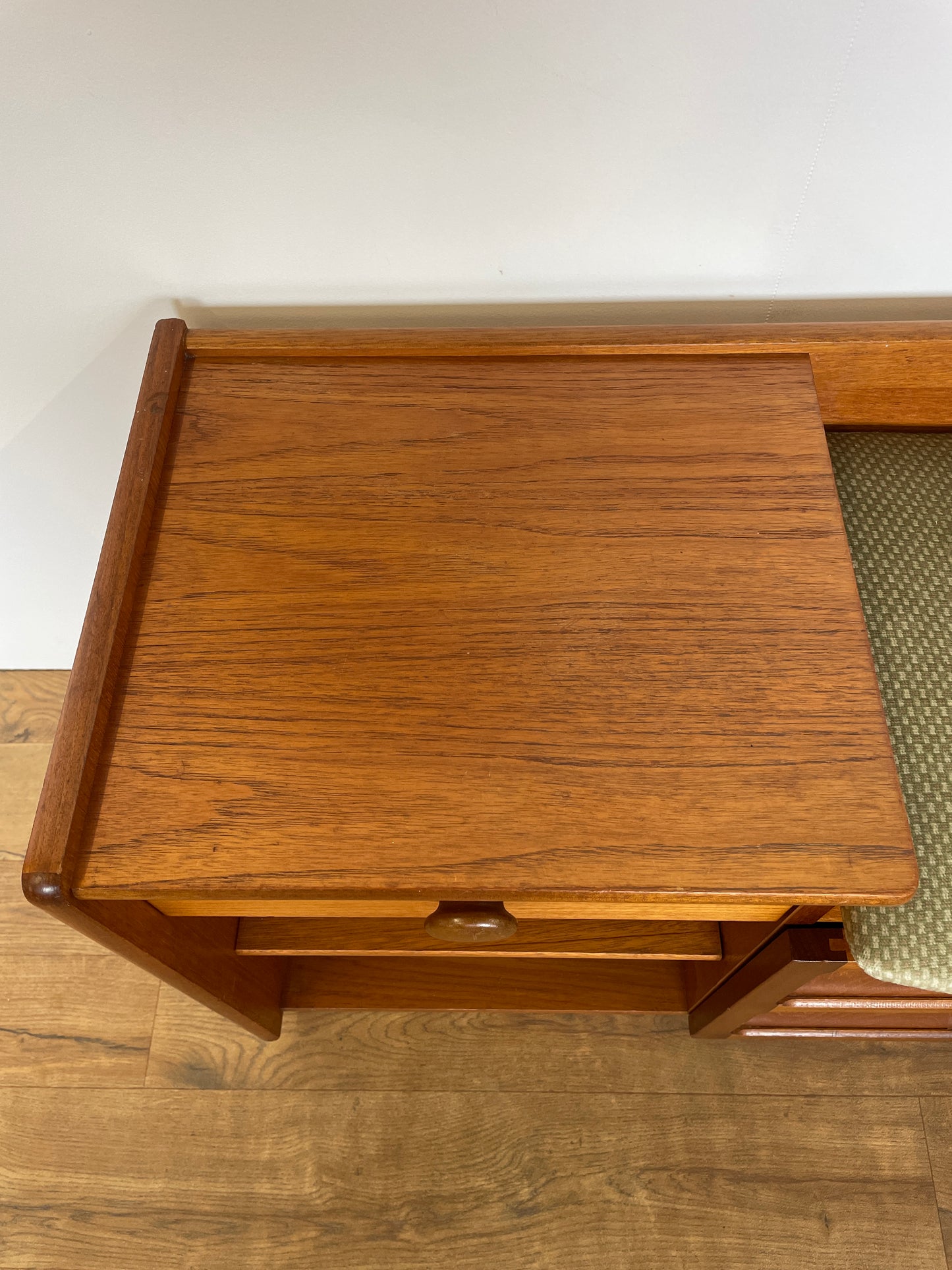 Nathan Mid-Century Teak Telephone Seat with Storage & Original Cushion