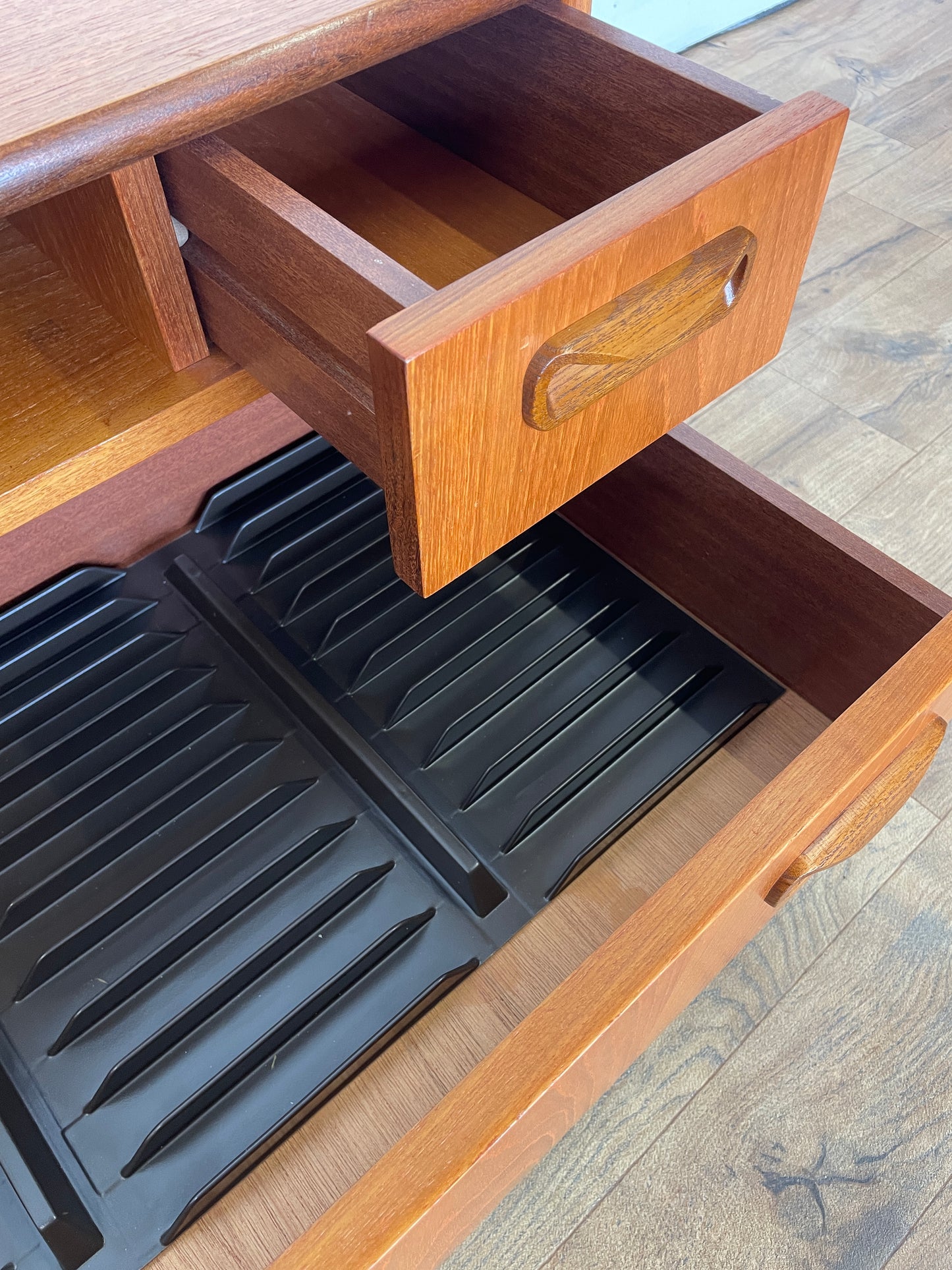 Vintage G Plan Teak TV Unit with Drawers on Castors – Mid-Century Modern