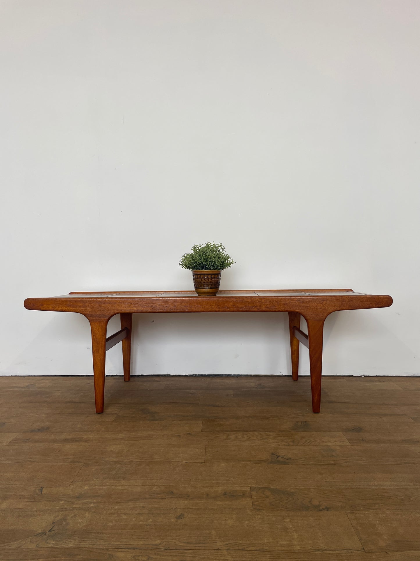 Mid-Century Teak G Plan Coffee Table with Sunburst Tiled Top