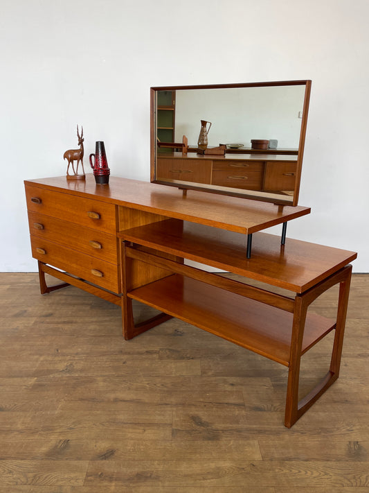 Mid-Century VB Wilkins G-Plan Quadrille Teak Modular Dressing Table with Mirror