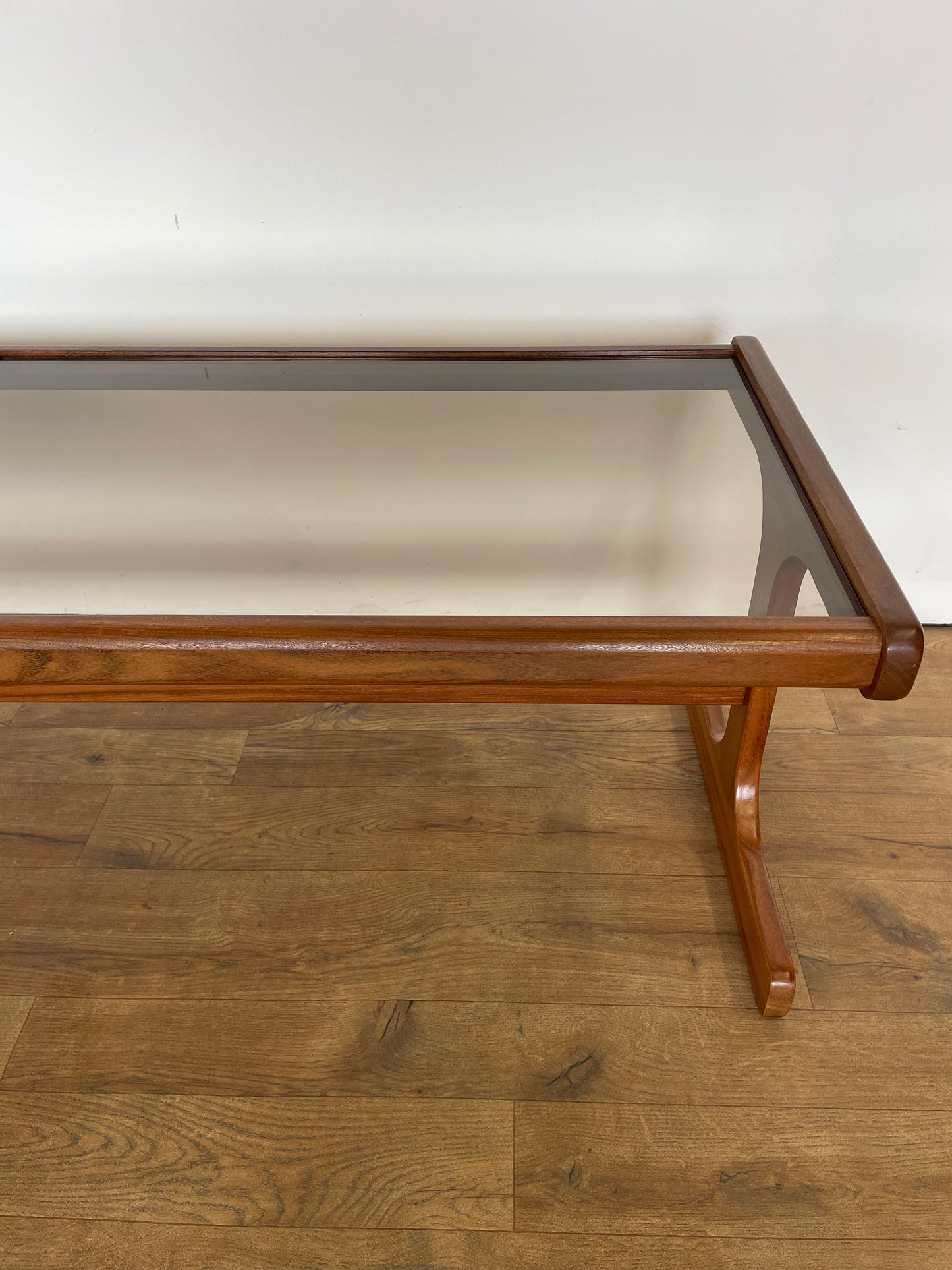 Mid-Century Teak G Plan Coffee Table with Tiled Top & Smoked Glass