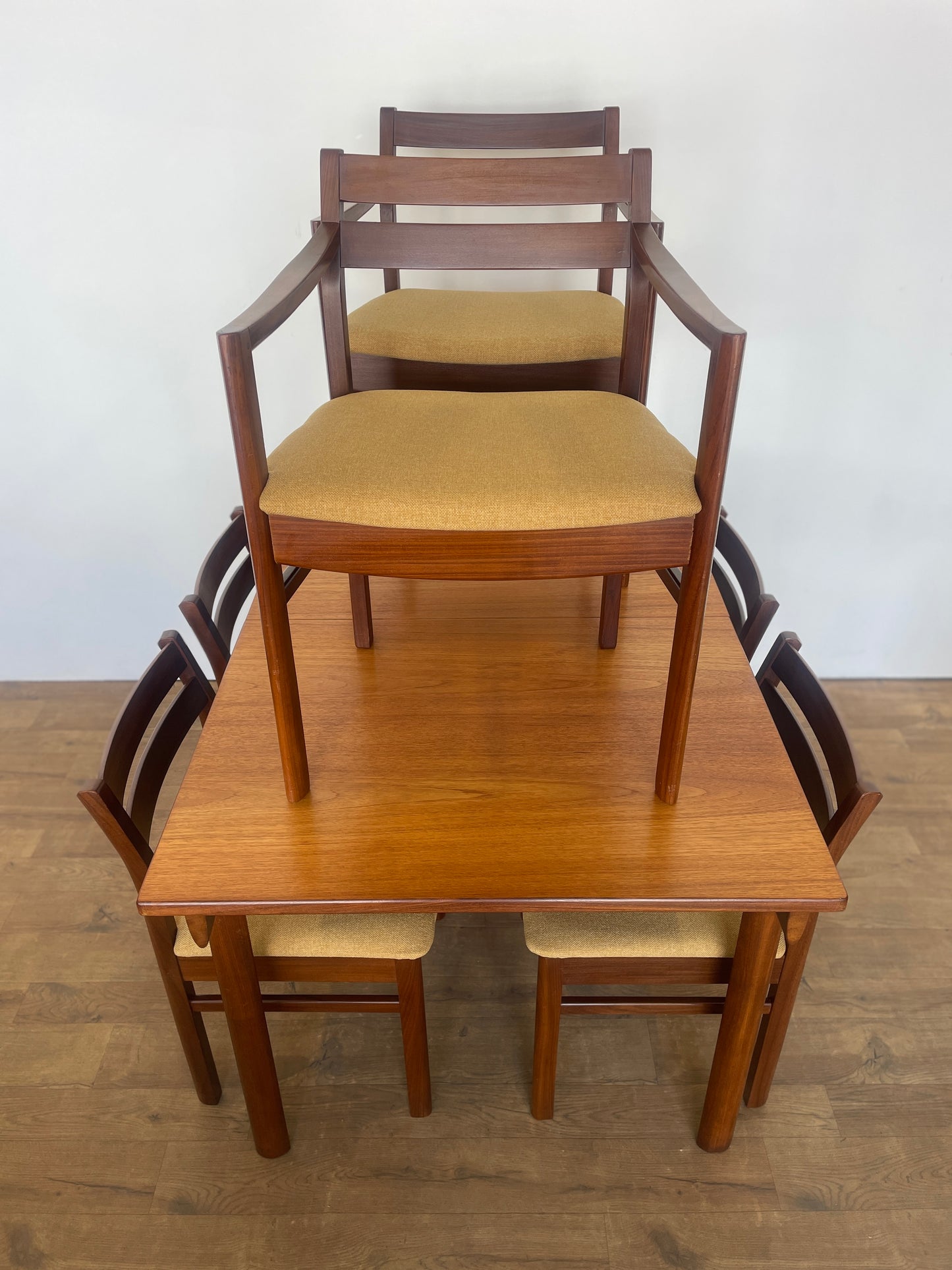 White & Newton Teak Extendable Dining Table & 6 Chairs – Mid-Century