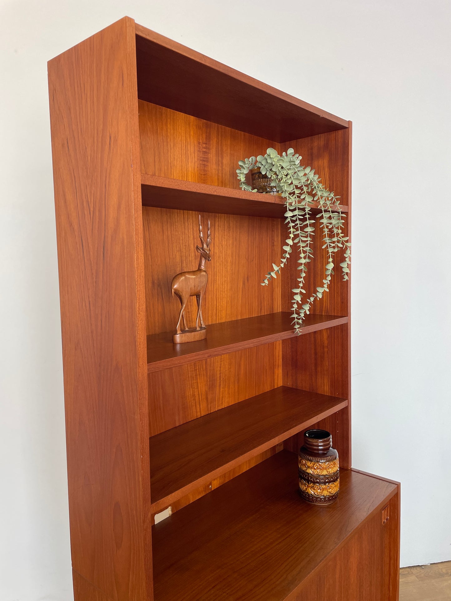 Mid-Century Danish Teak Bookcase with Cabinet and Sliding Doors, 1960s