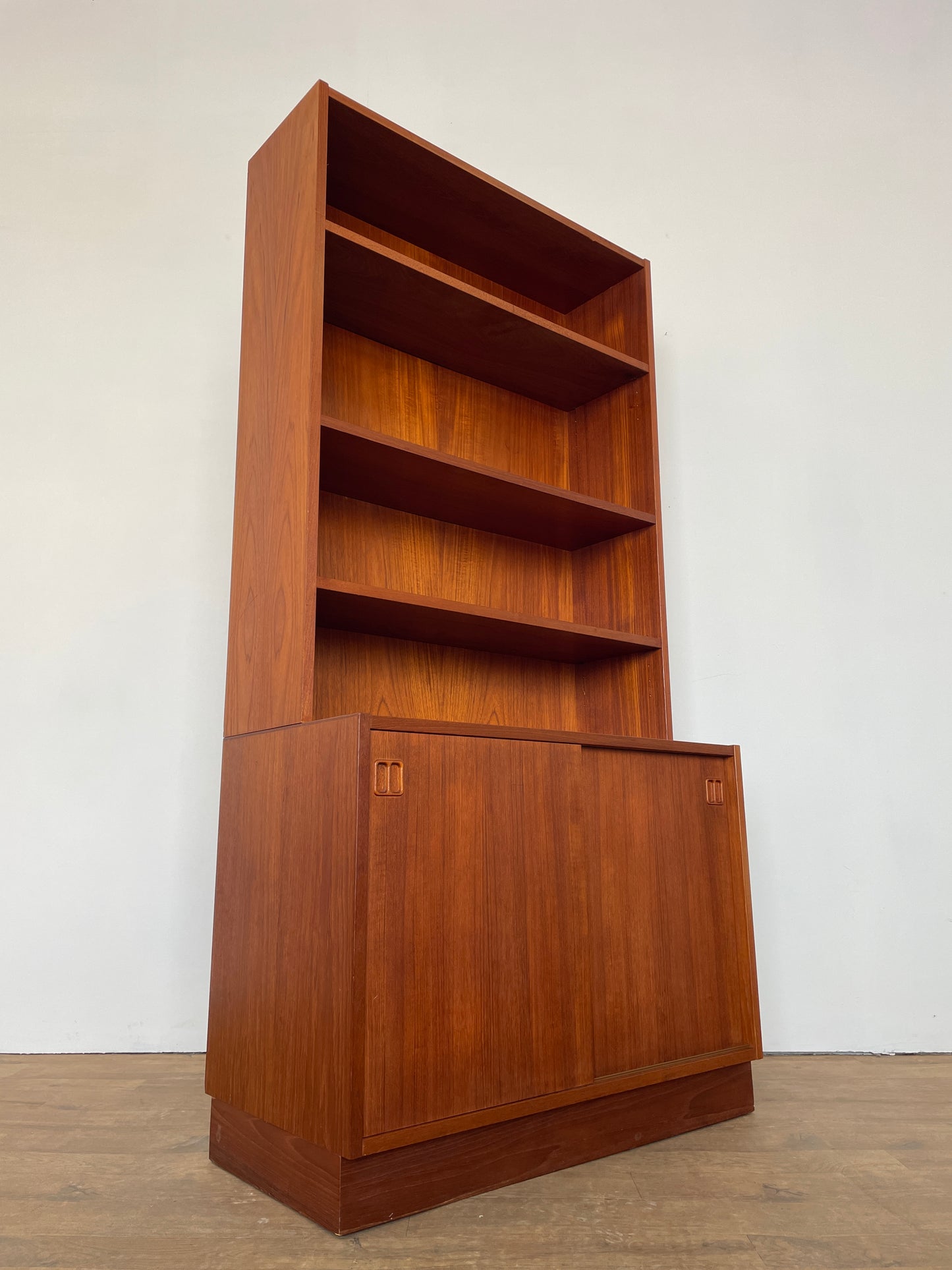 Mid-Century Danish Teak Bookcase with Cabinet and Sliding Doors, 1960s