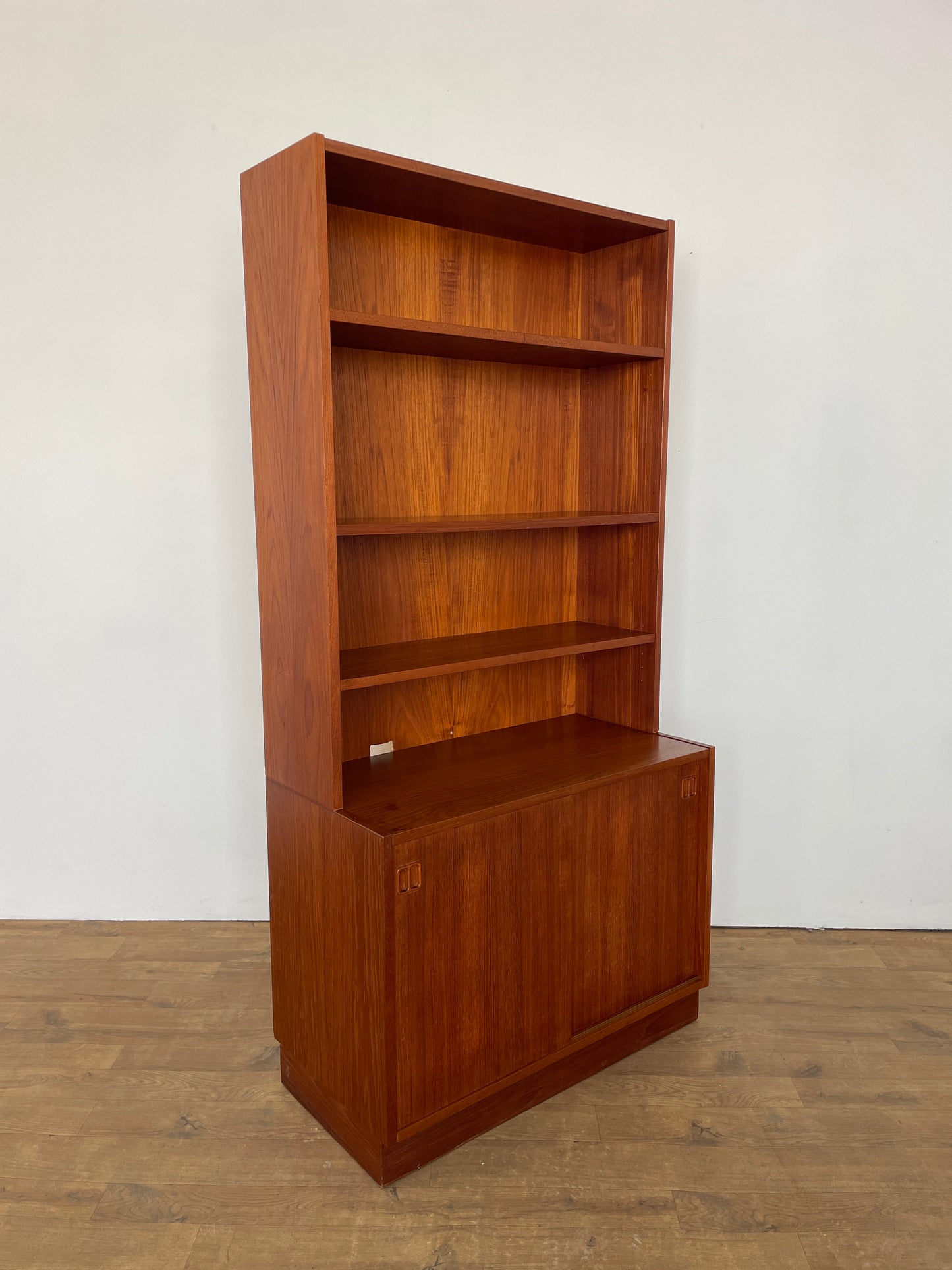 Mid-Century Danish Teak Bookcase with Cabinet and Sliding Doors, 1960s