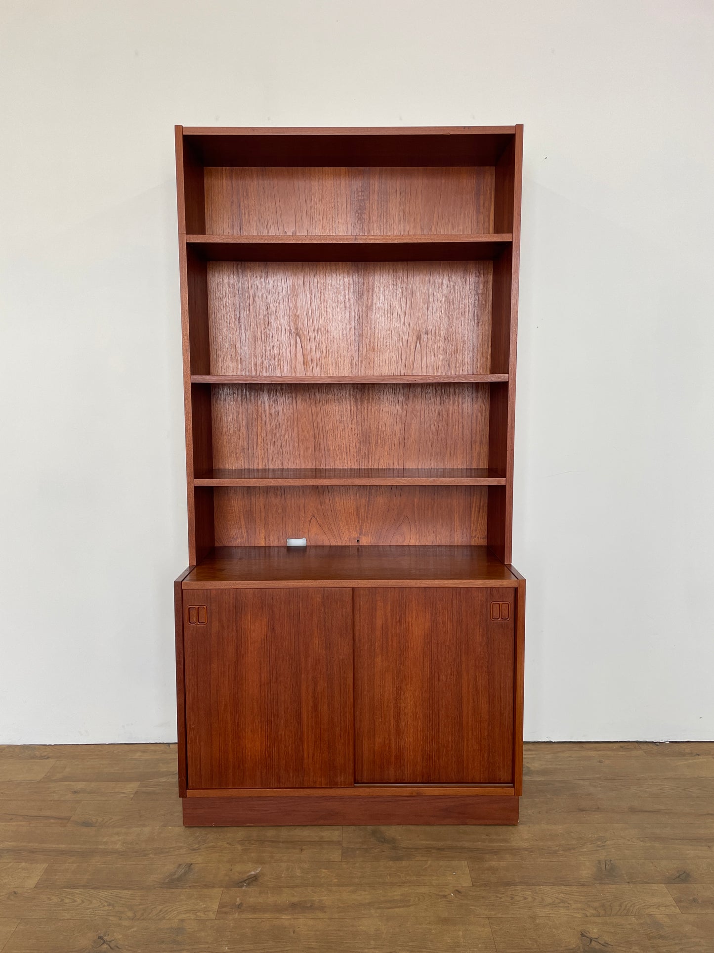 Mid-Century Danish Teak Bookcase with Cabinet and Sliding Doors, 1960s
