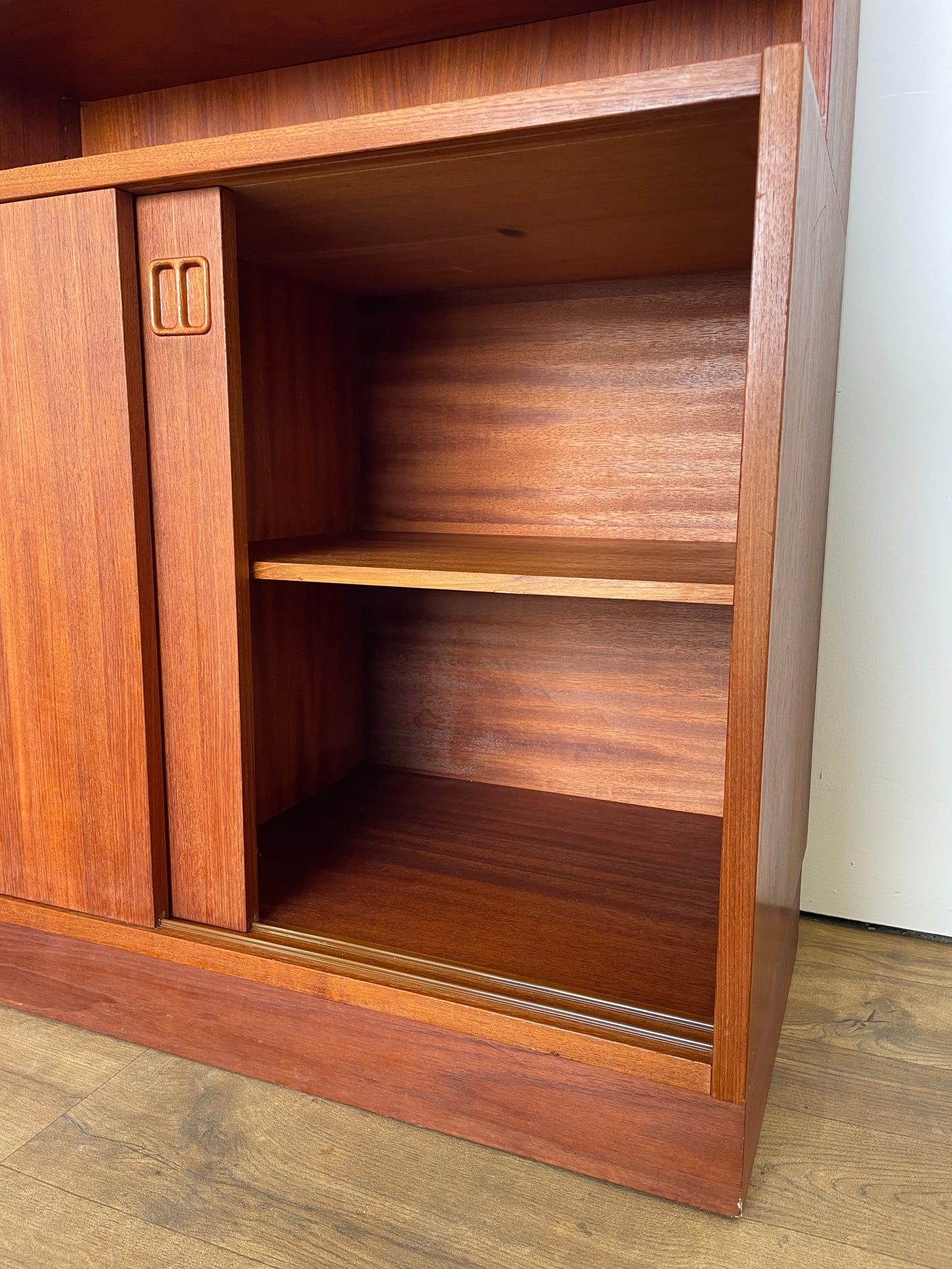Mid-Century Danish Teak Bookcase with Cabinet and Sliding Doors, 1960s