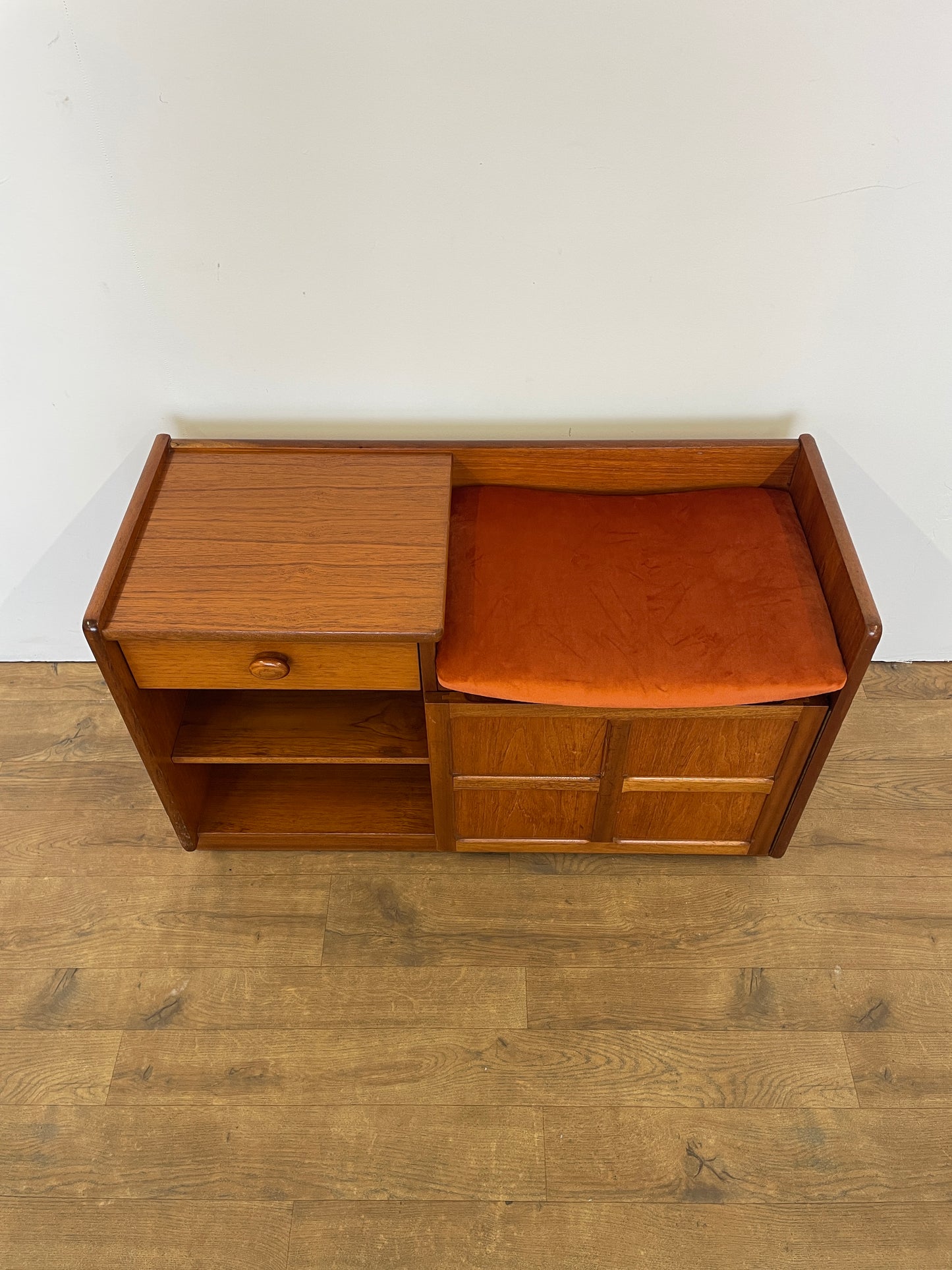 Vintage Teak Hall Seat / Telephone Bench by Nathan – Mid-Century Entryway Table