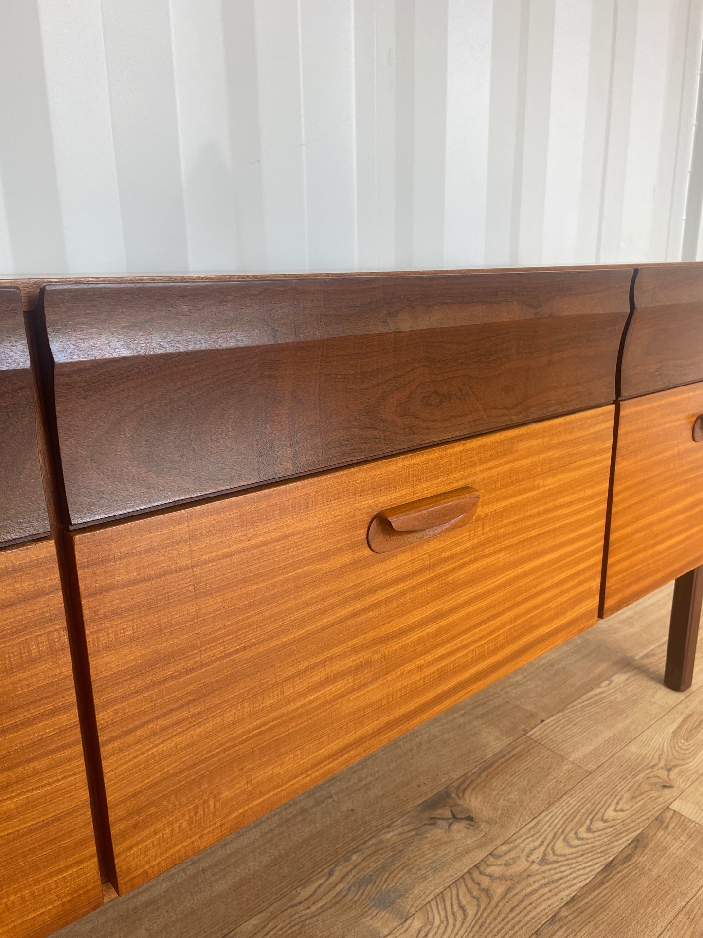 Mid-Century 6 Drawer Teak Sideboard - Vintage Retro Scandi Storage Cabinet TV Unit