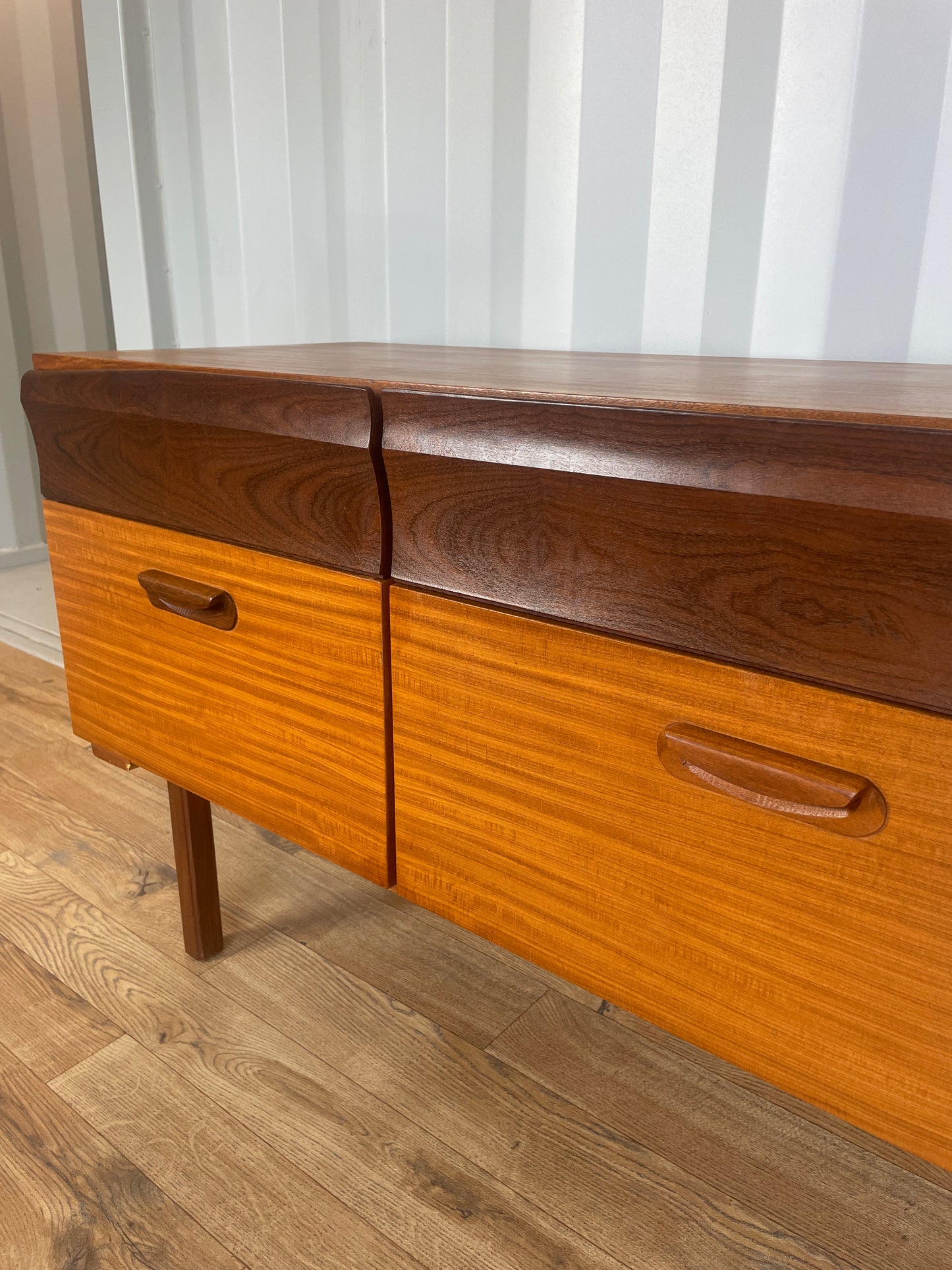 Mid-Century 6 Drawer Teak Sideboard - Vintage Retro Scandi Storage Cabinet TV Unit