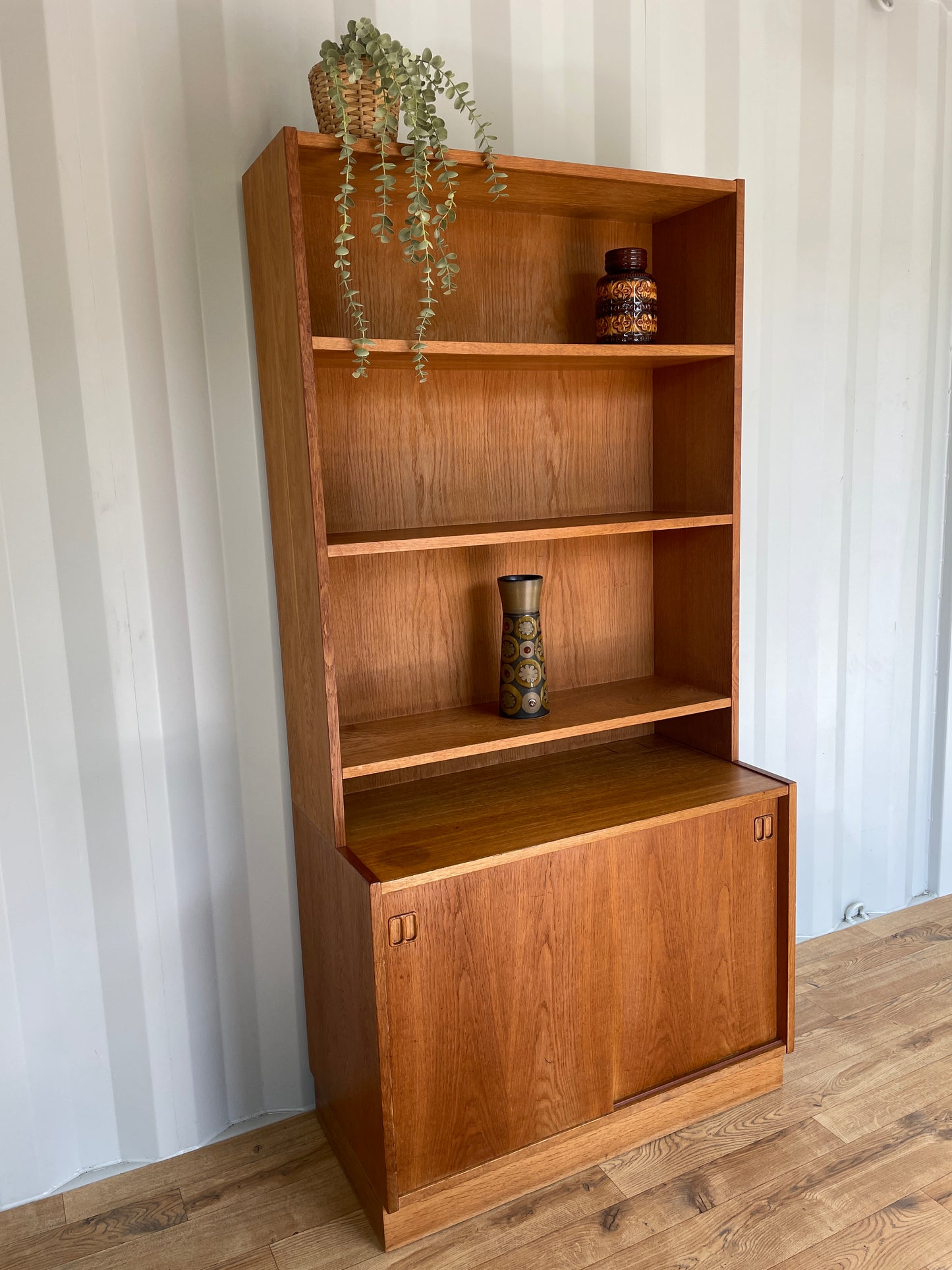 Danish Mid-Century Teak Bookcase Cabinet - Scandi Vintage 1960s Storage MCM Retro